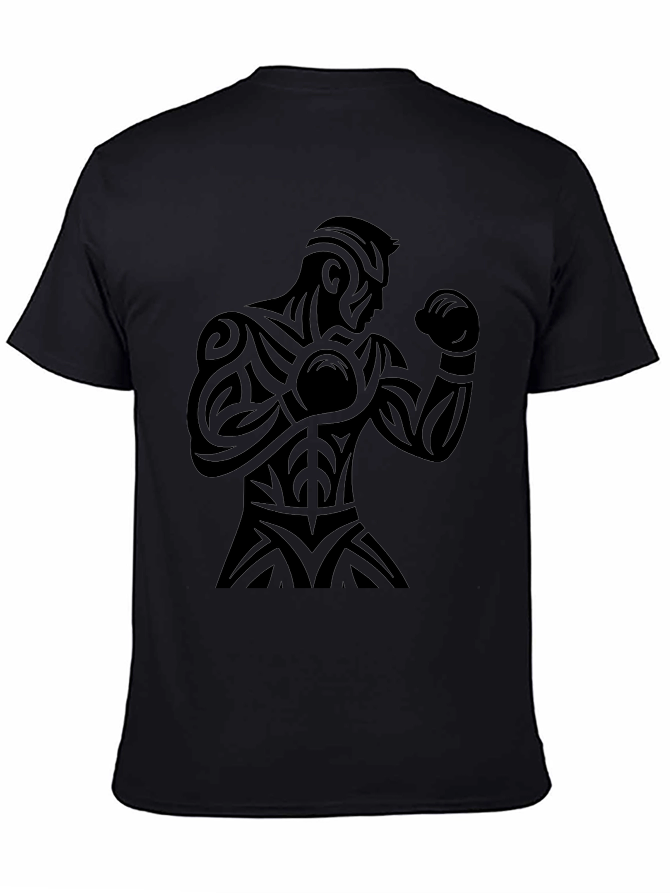 Tribal Boxer Graphic Black T-Shirt