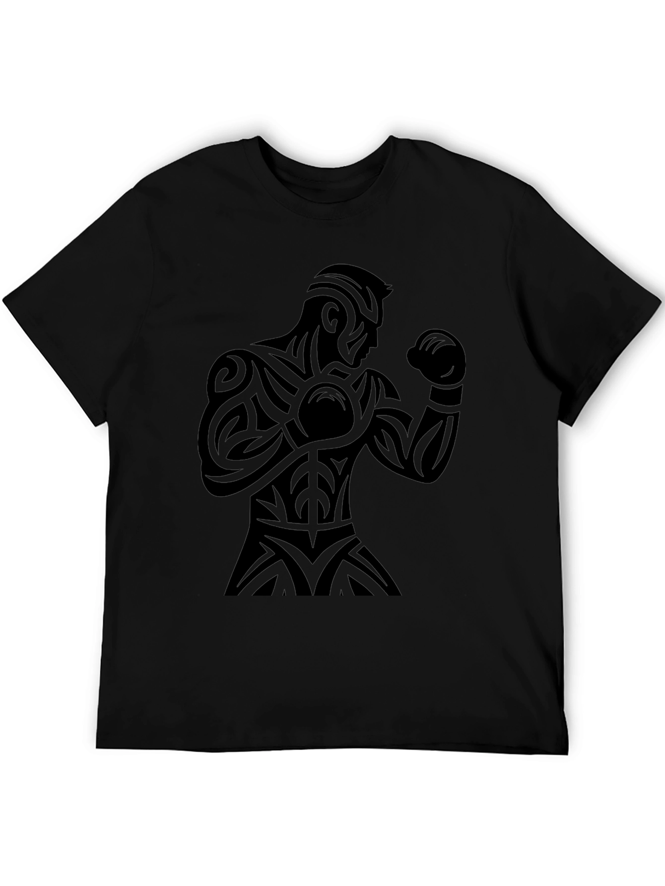 Tribal Boxer Graphic Black T-Shirt