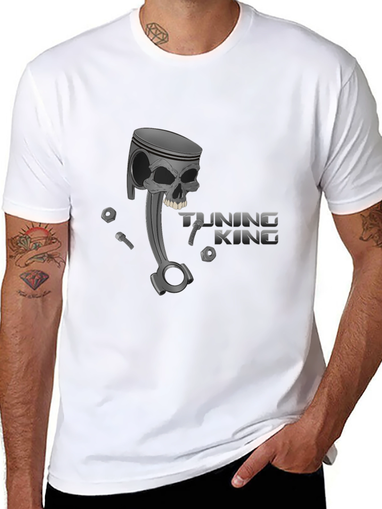 Tuning King Skull Piston Graphic Tee