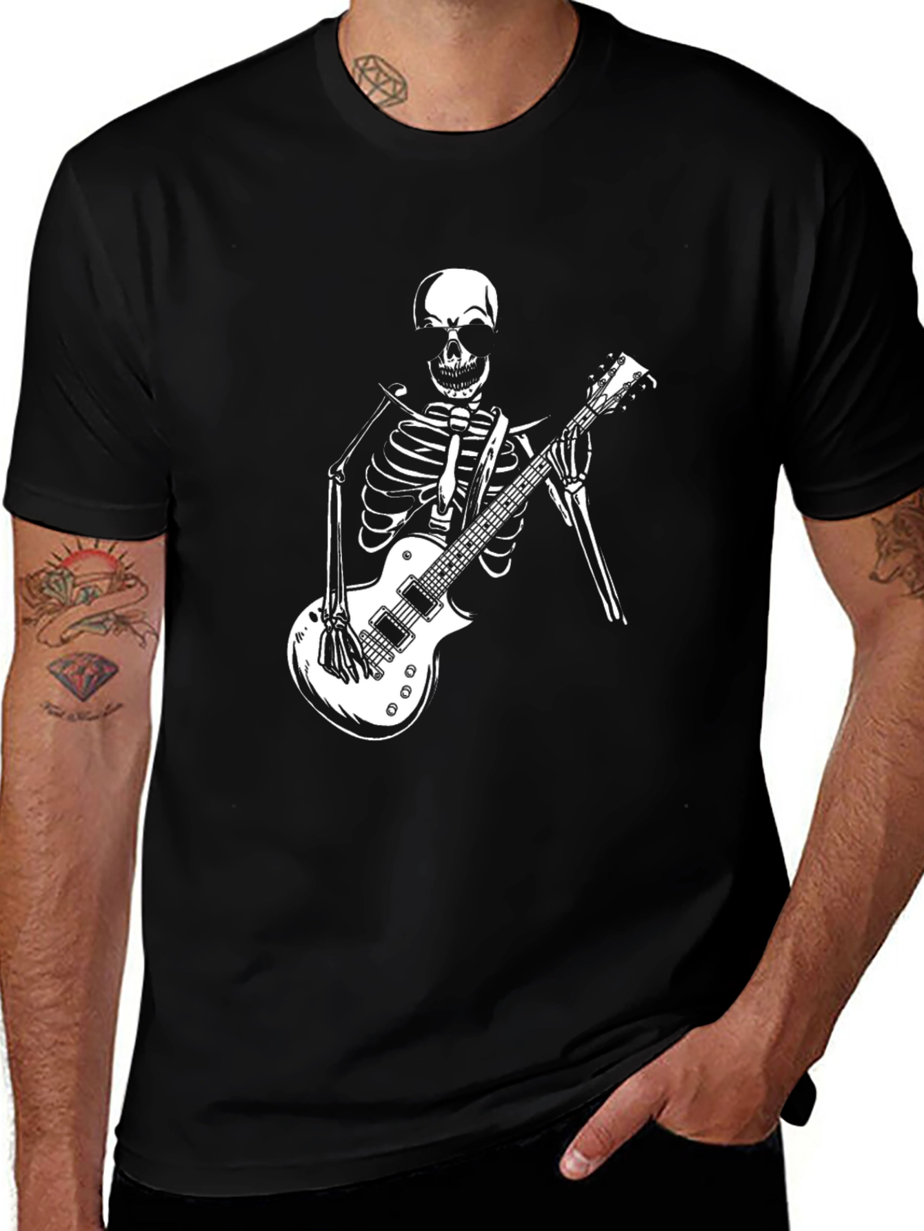 Skeleton Guitar Player Graphic Tee
