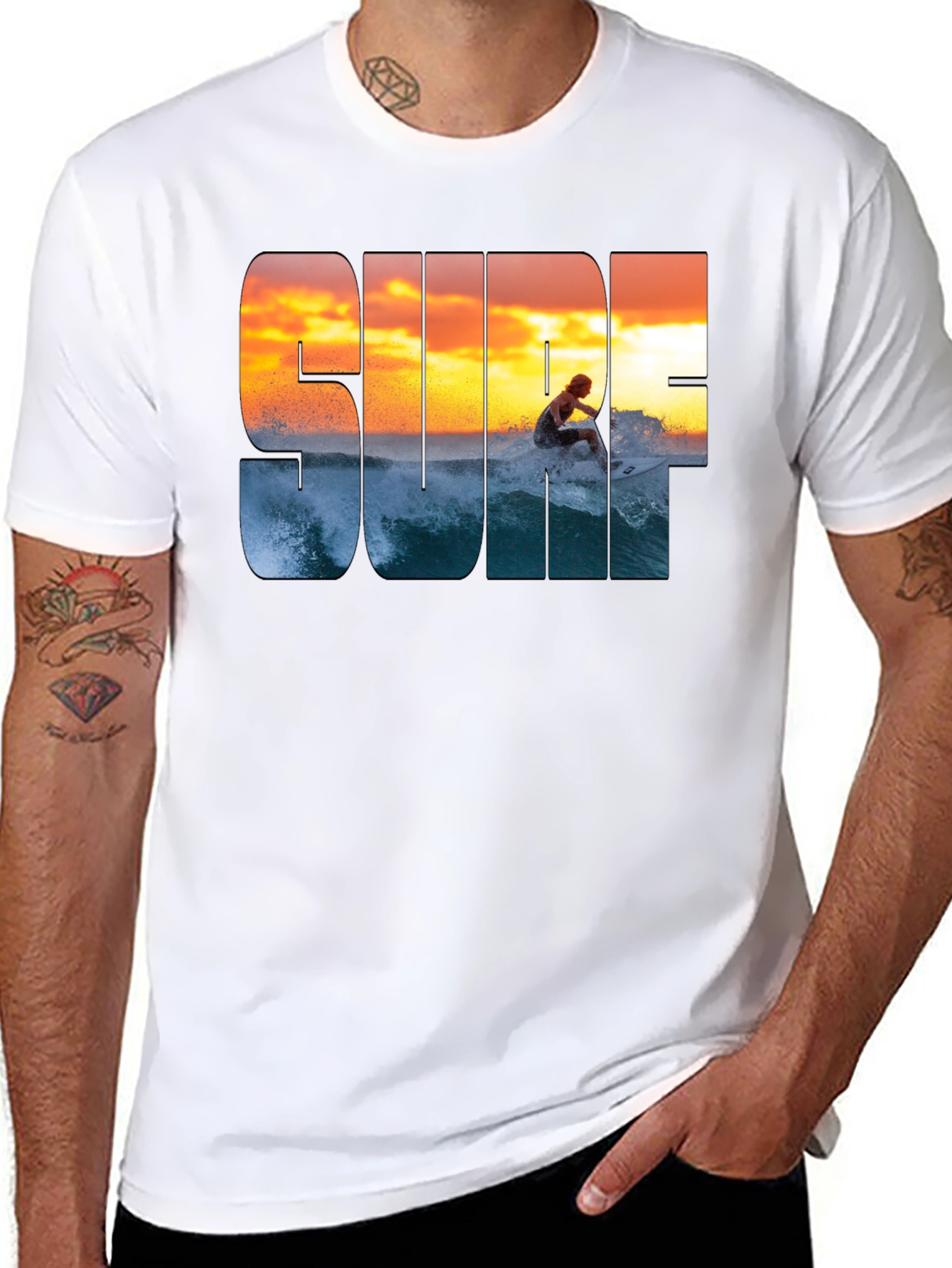 Surf Sunset Graphic T-Shirt - Casual Style