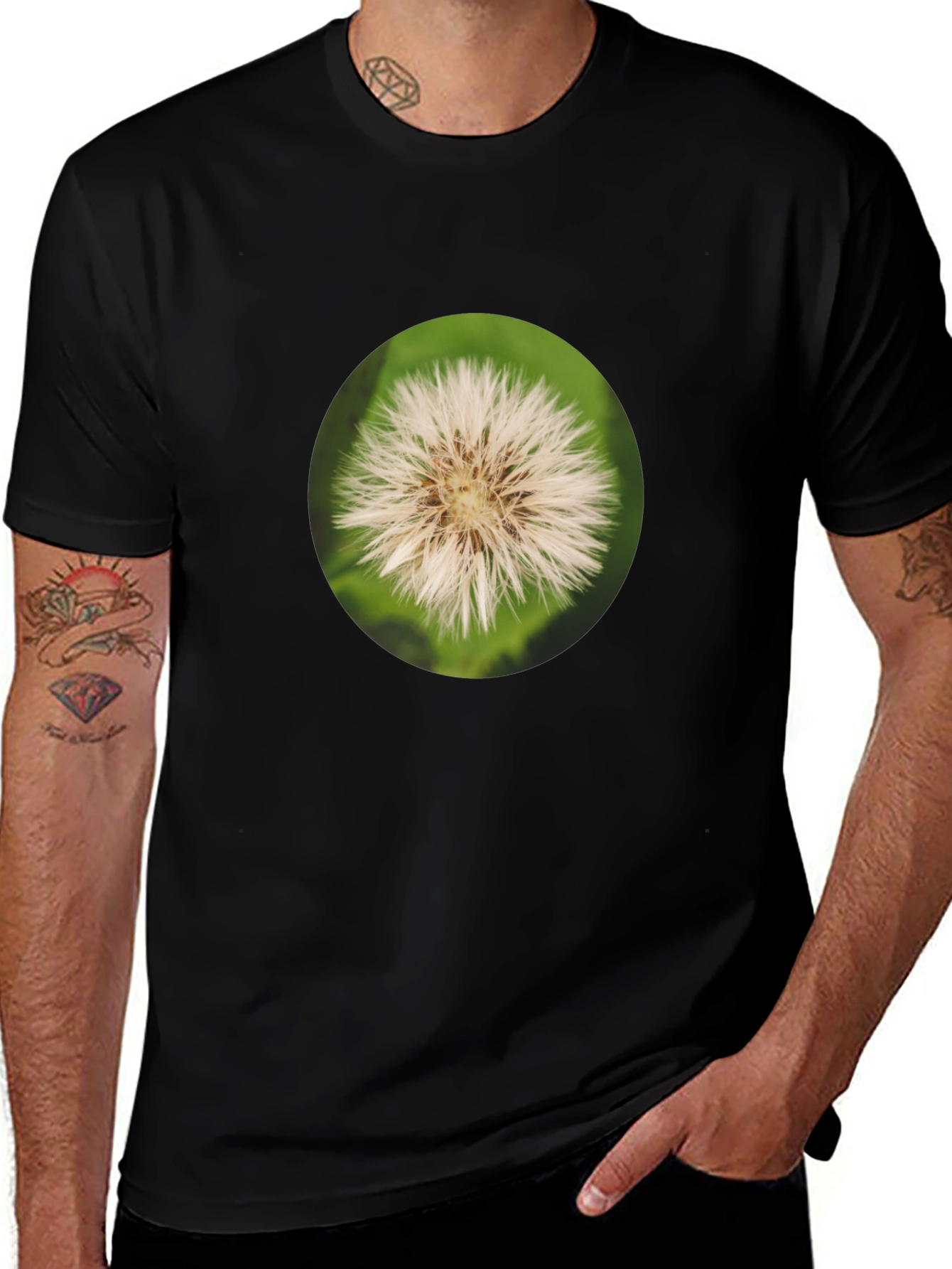 Floral Graphic Black Crew Neck T-Shirt