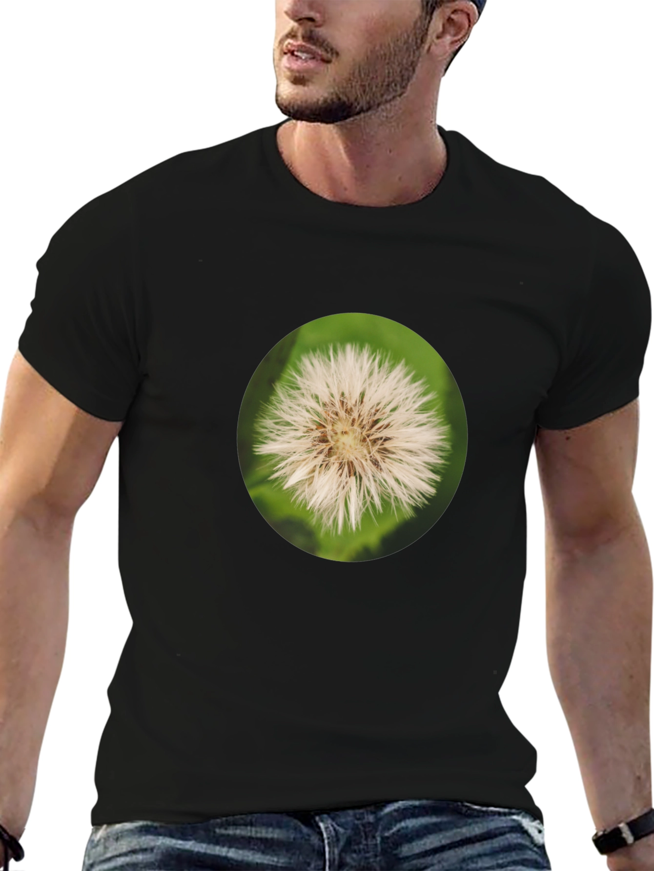 Floral Graphic Black Crew Neck T-Shirt