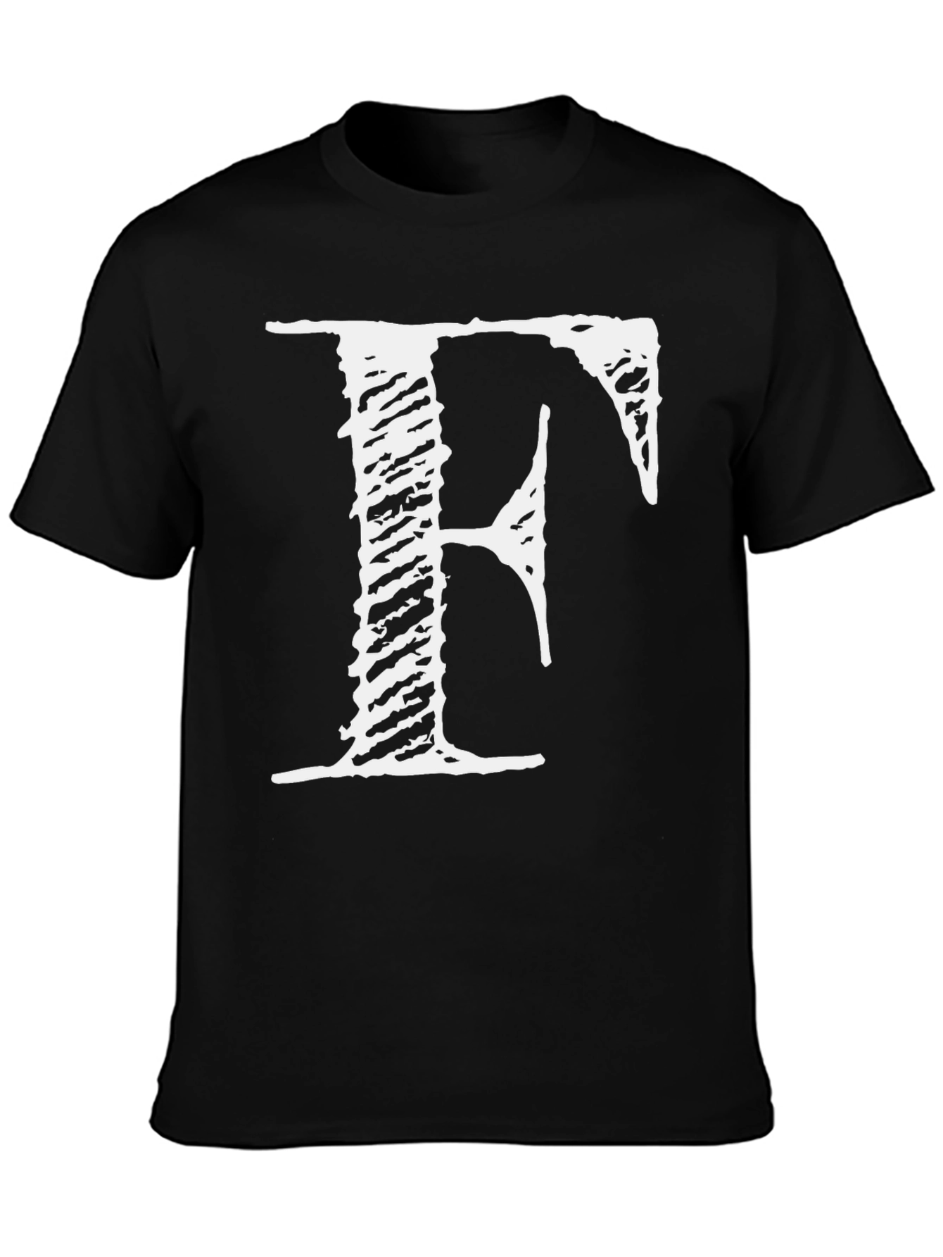Mens Black T-Shirt with White F Graphic