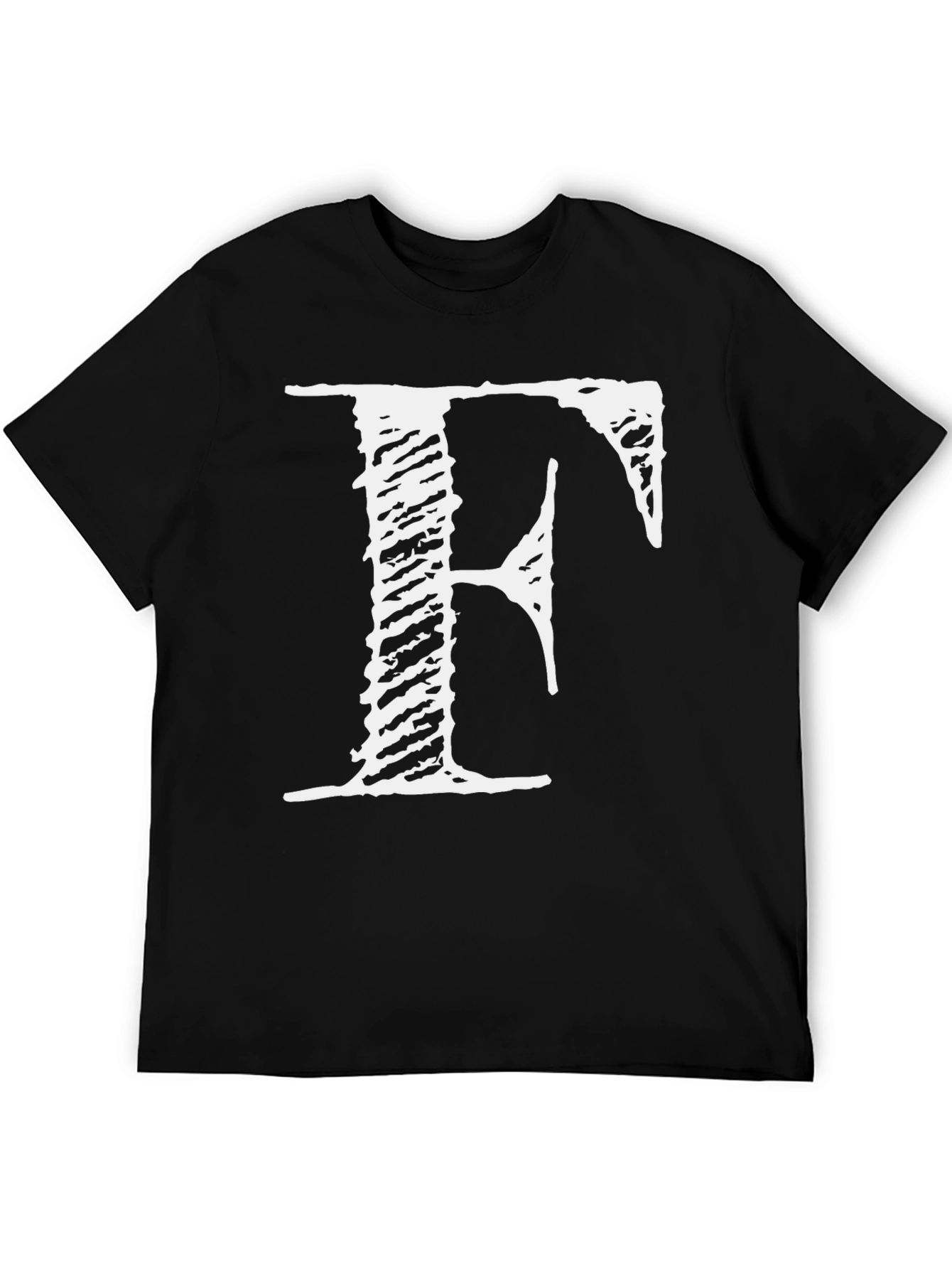 Mens Black T-Shirt with White F Graphic