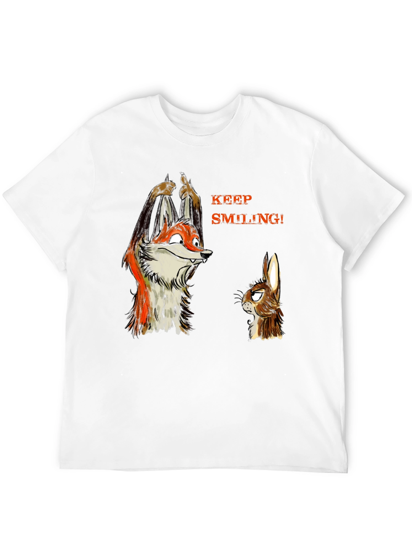 Keep Smiling Fox & Rabbit Graphic T-Shirt