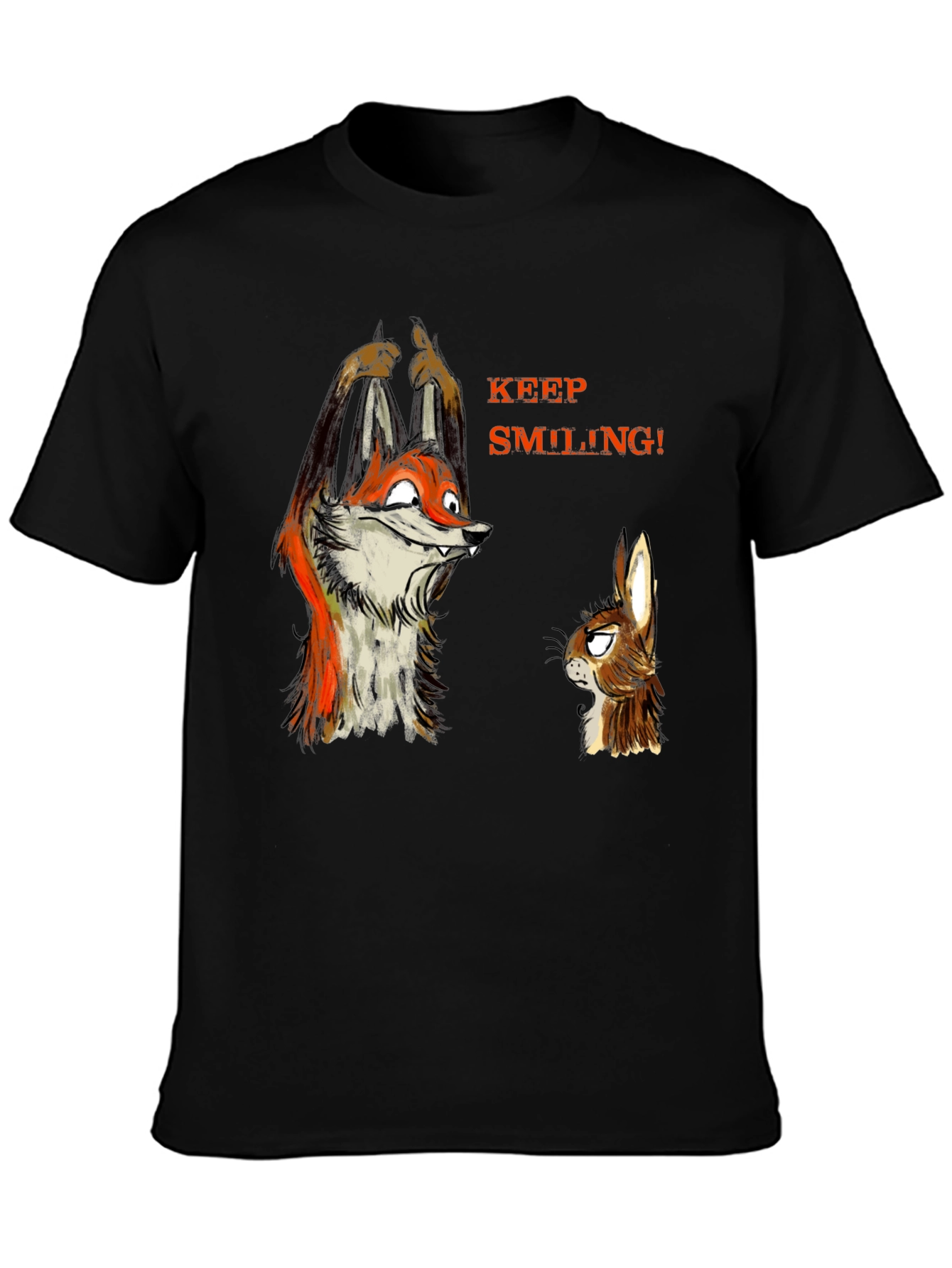 Keep Smiling Fox & Rabbit Graphic T-Shirt