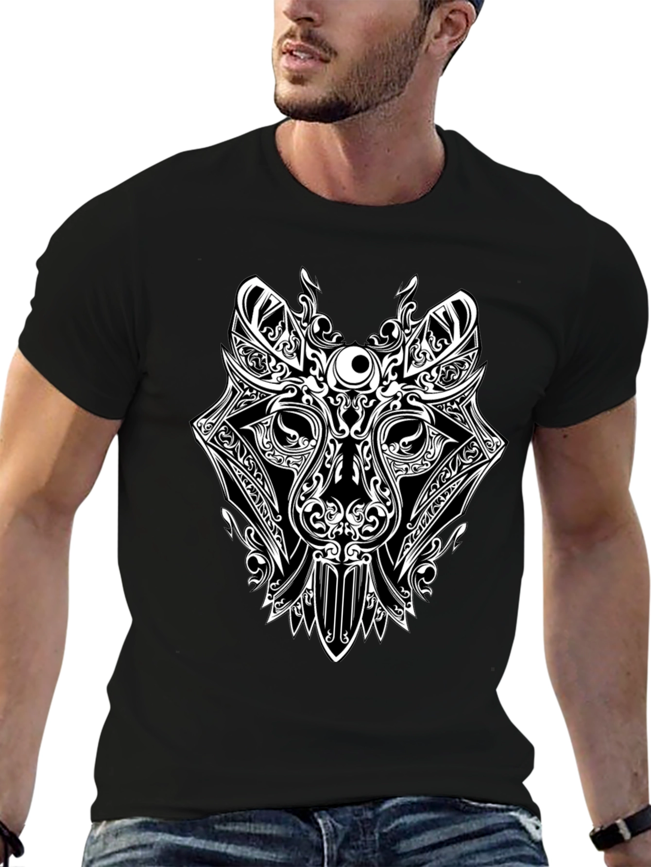 Tribal Wolf Graphic T-Shirt