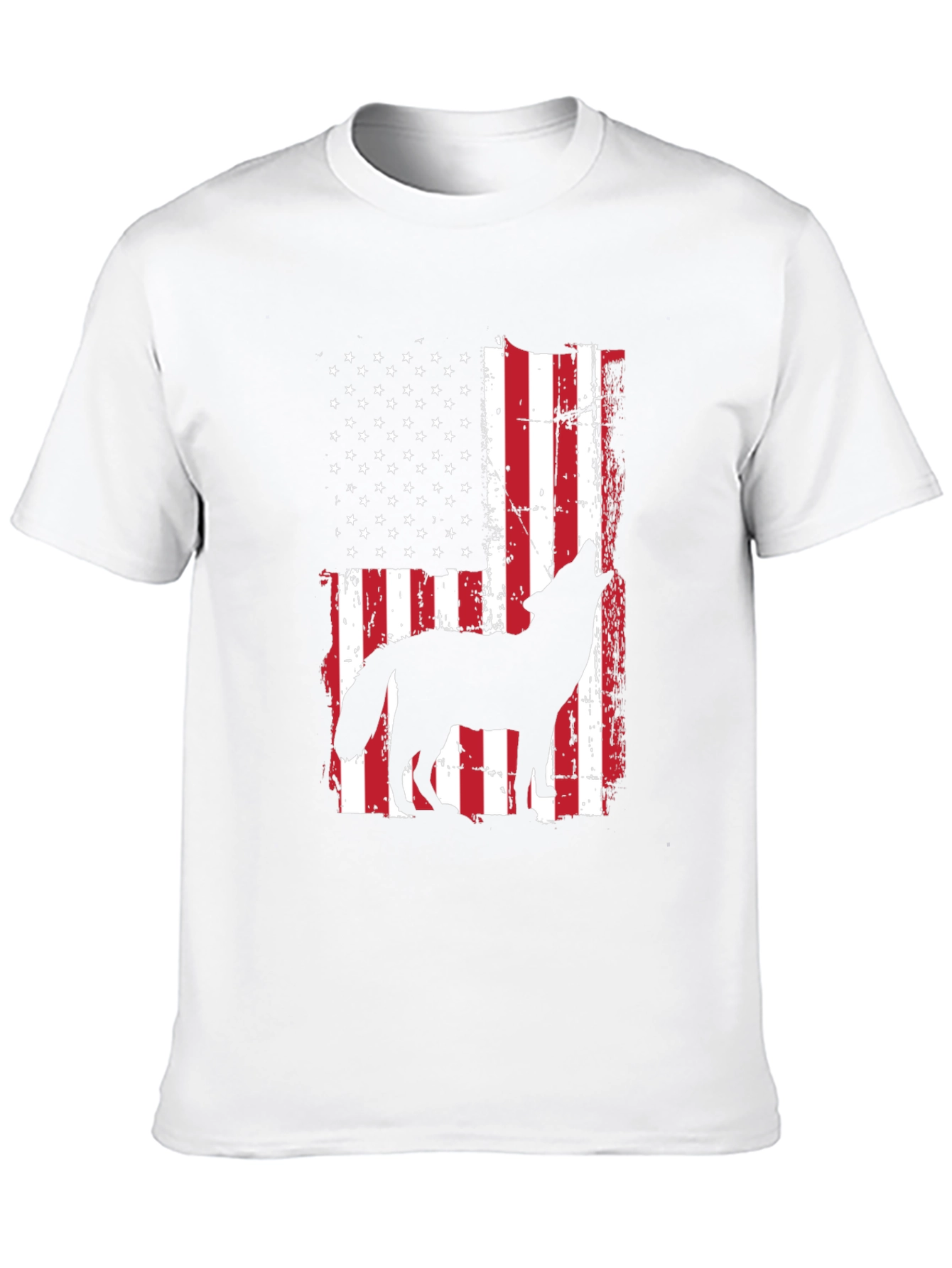Wolf Howling American Flag T-Shirt Patriotic USA Tee