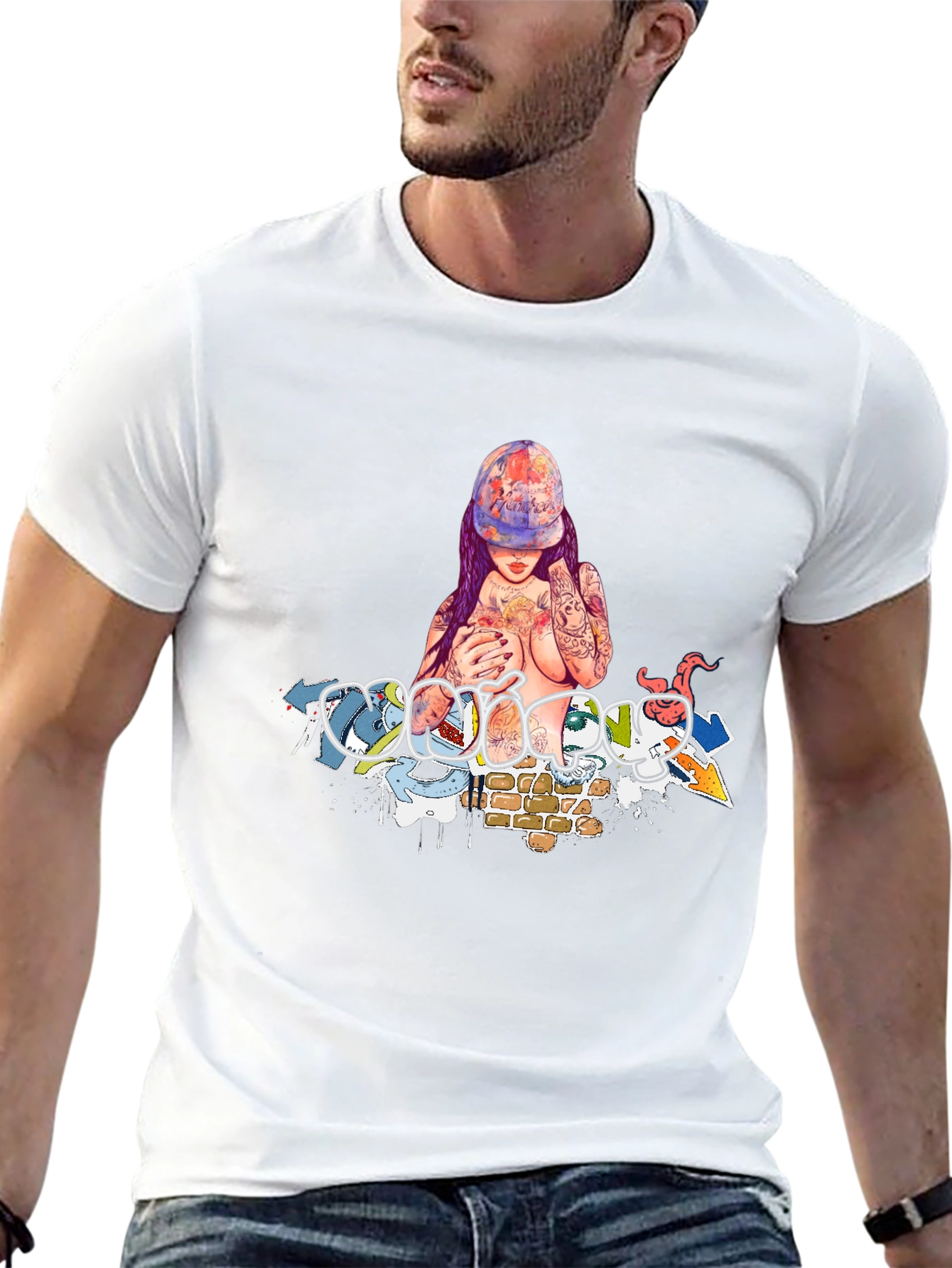 Edgy Graphic Print T-Shirt