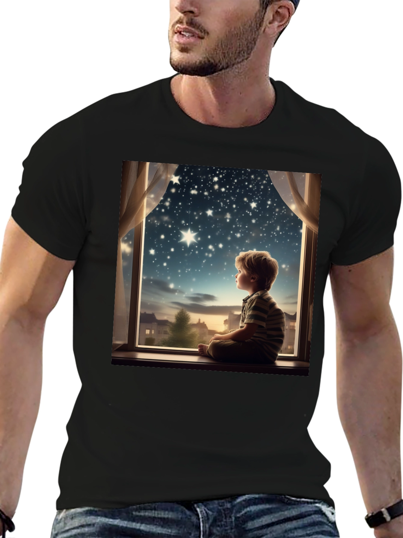 Boy Stargazing Graphic Tee - Comfort & Style