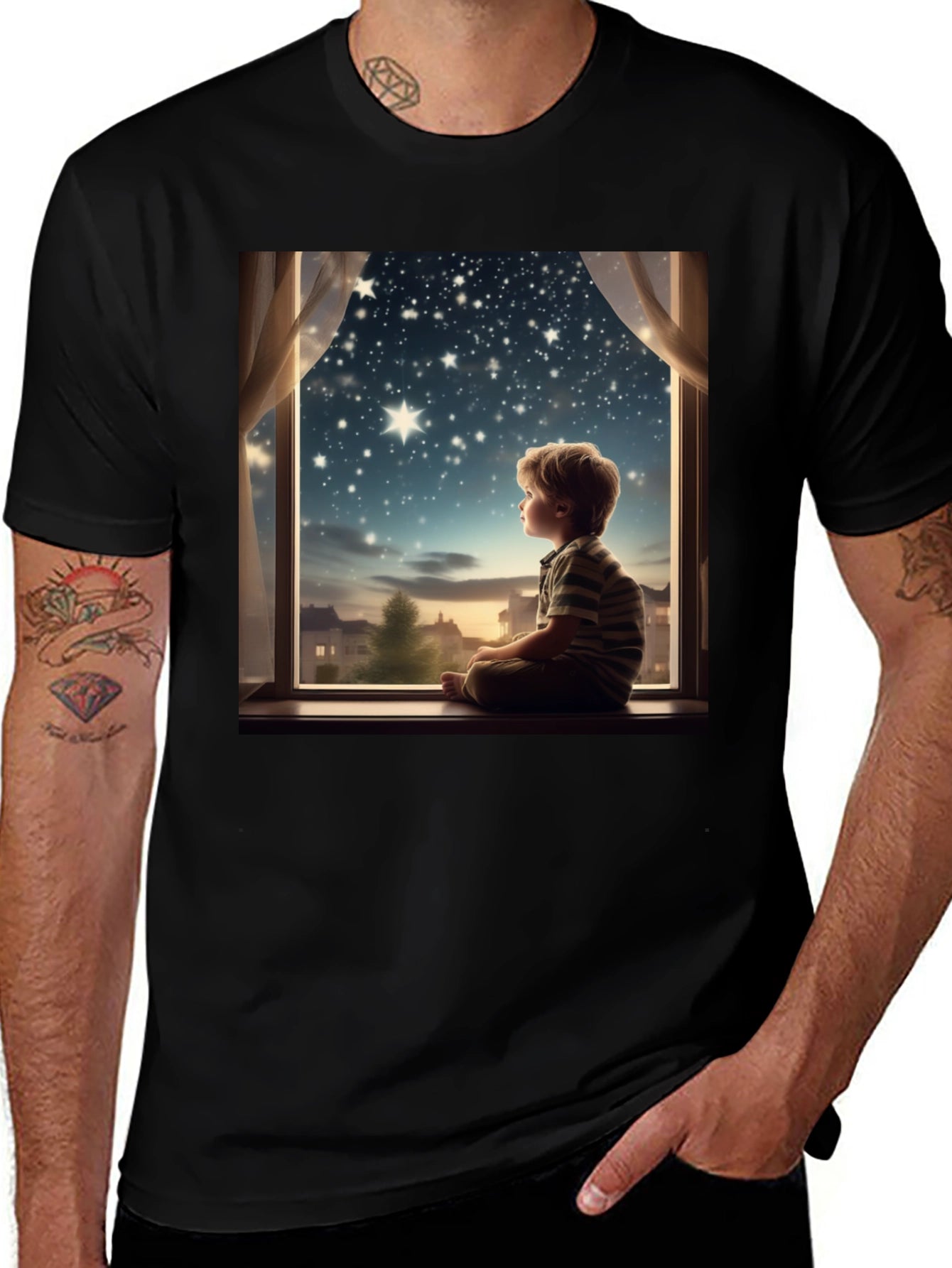 Boy Stargazing Graphic Tee - Comfort & Style