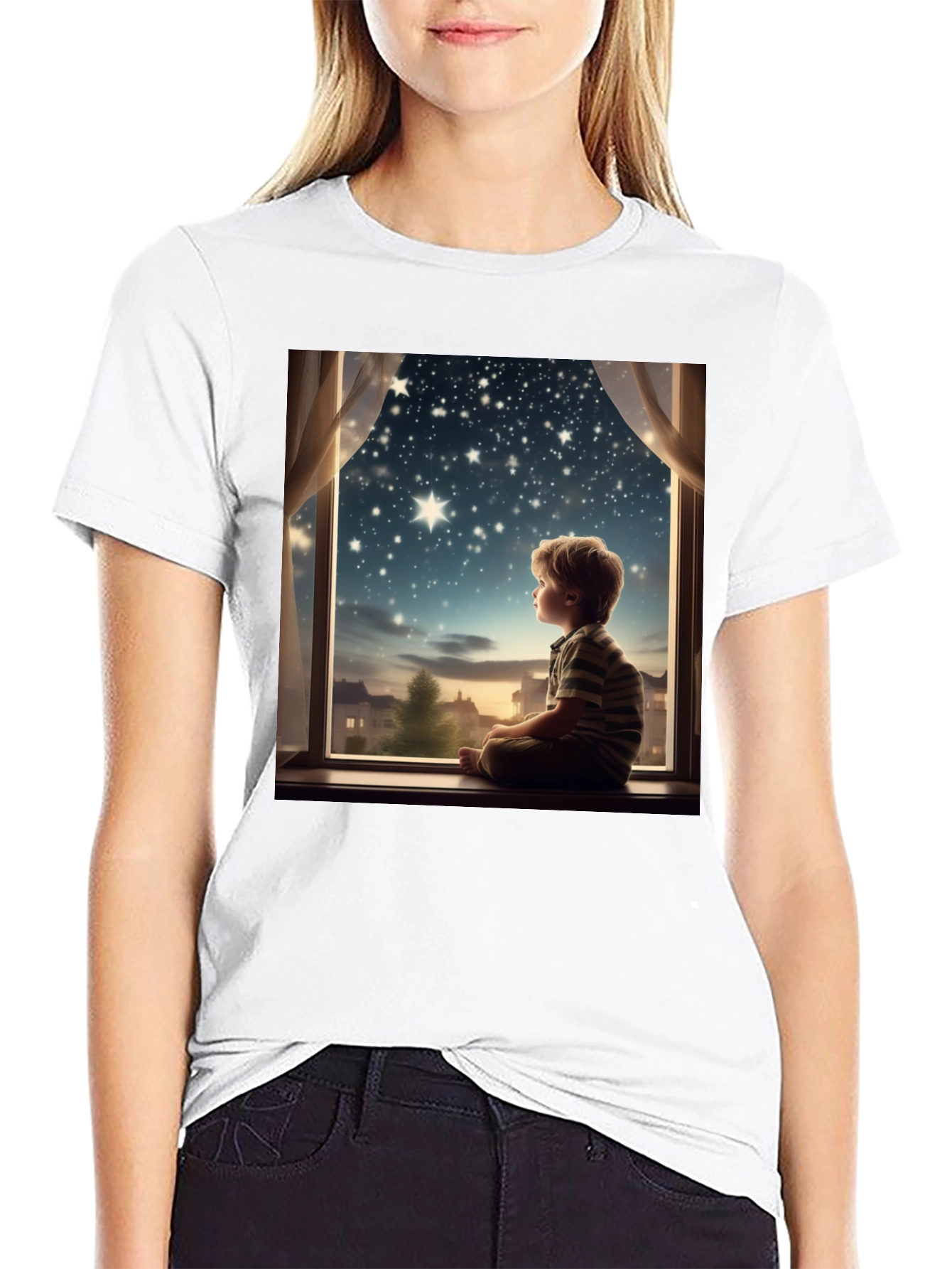 Boy Stargazing Graphic Tee - Comfort & Style