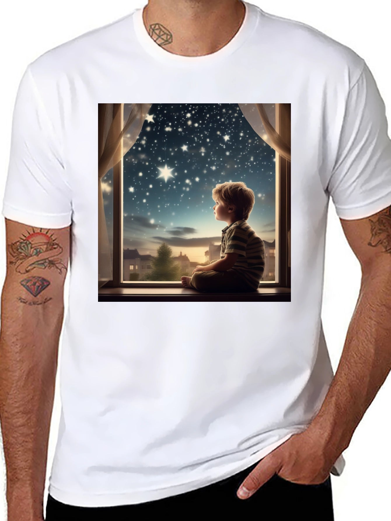 Boy Stargazing Graphic Tee - Comfort & Style