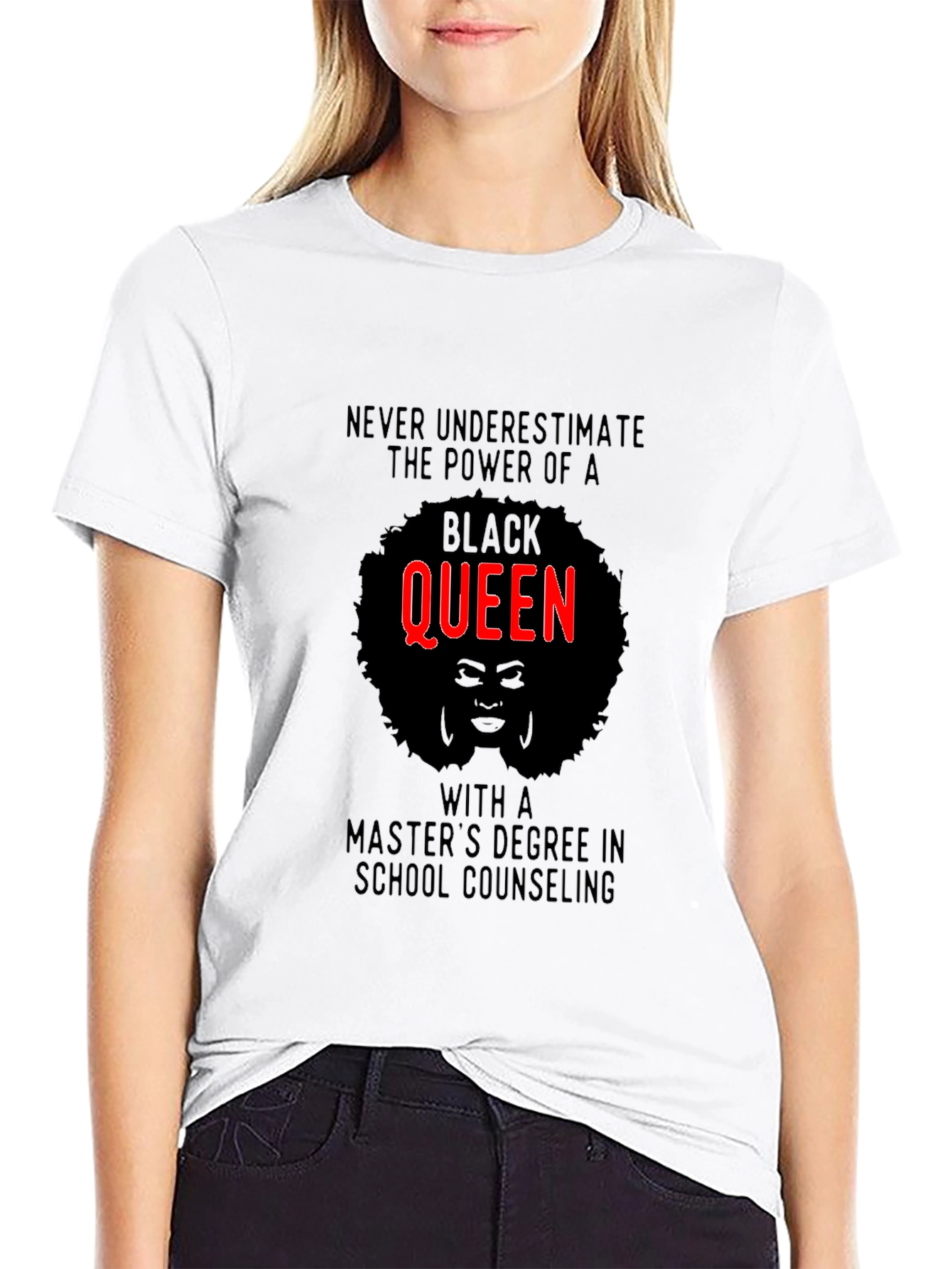 Black Queen Masters Degree School Counseling T-Shirt