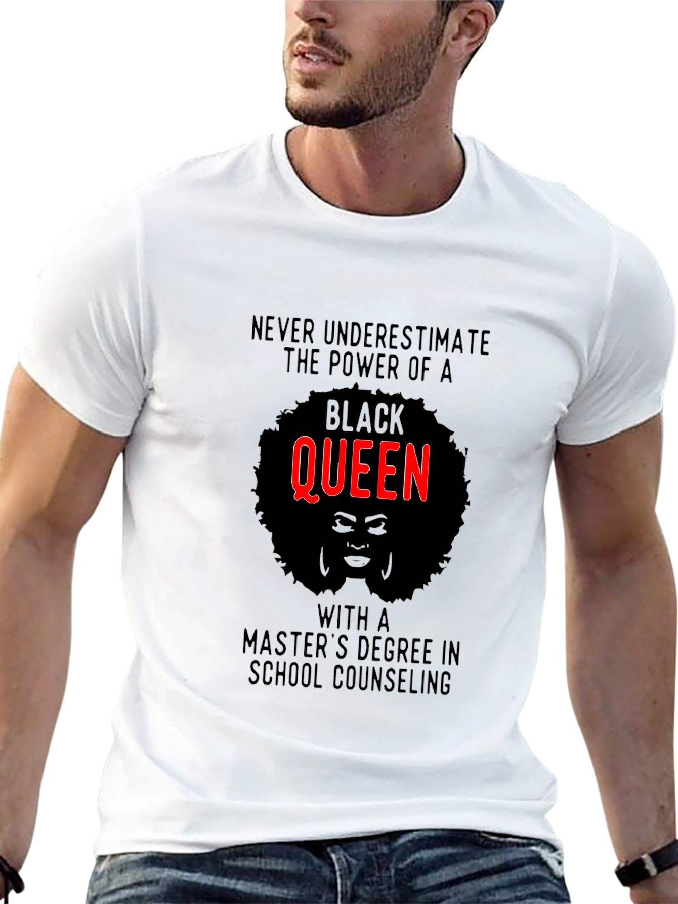 Black Queen Masters Degree School Counseling T-Shirt