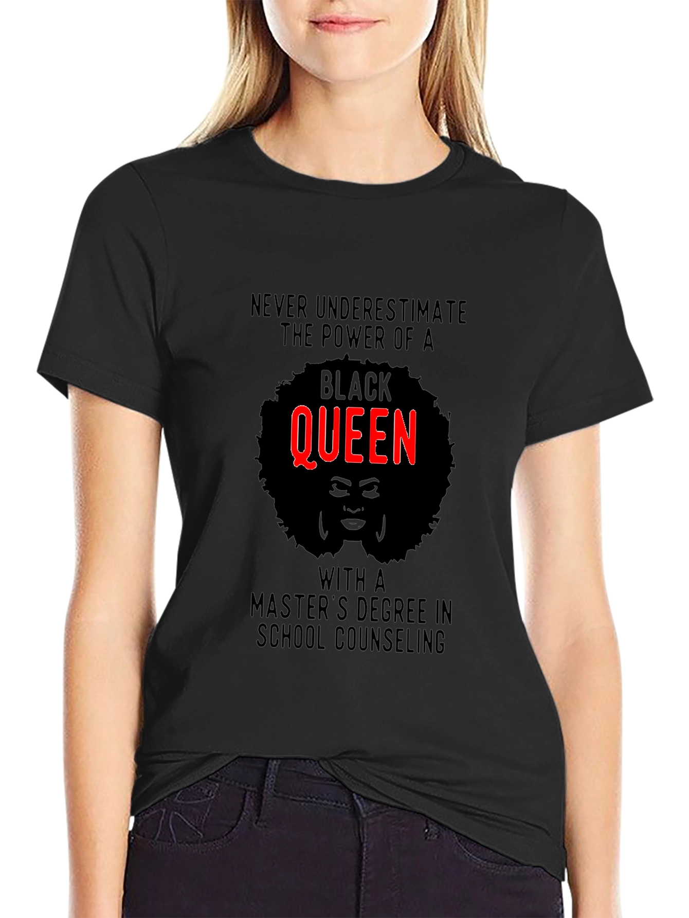 Black Queen Masters Degree School Counseling T-Shirt
