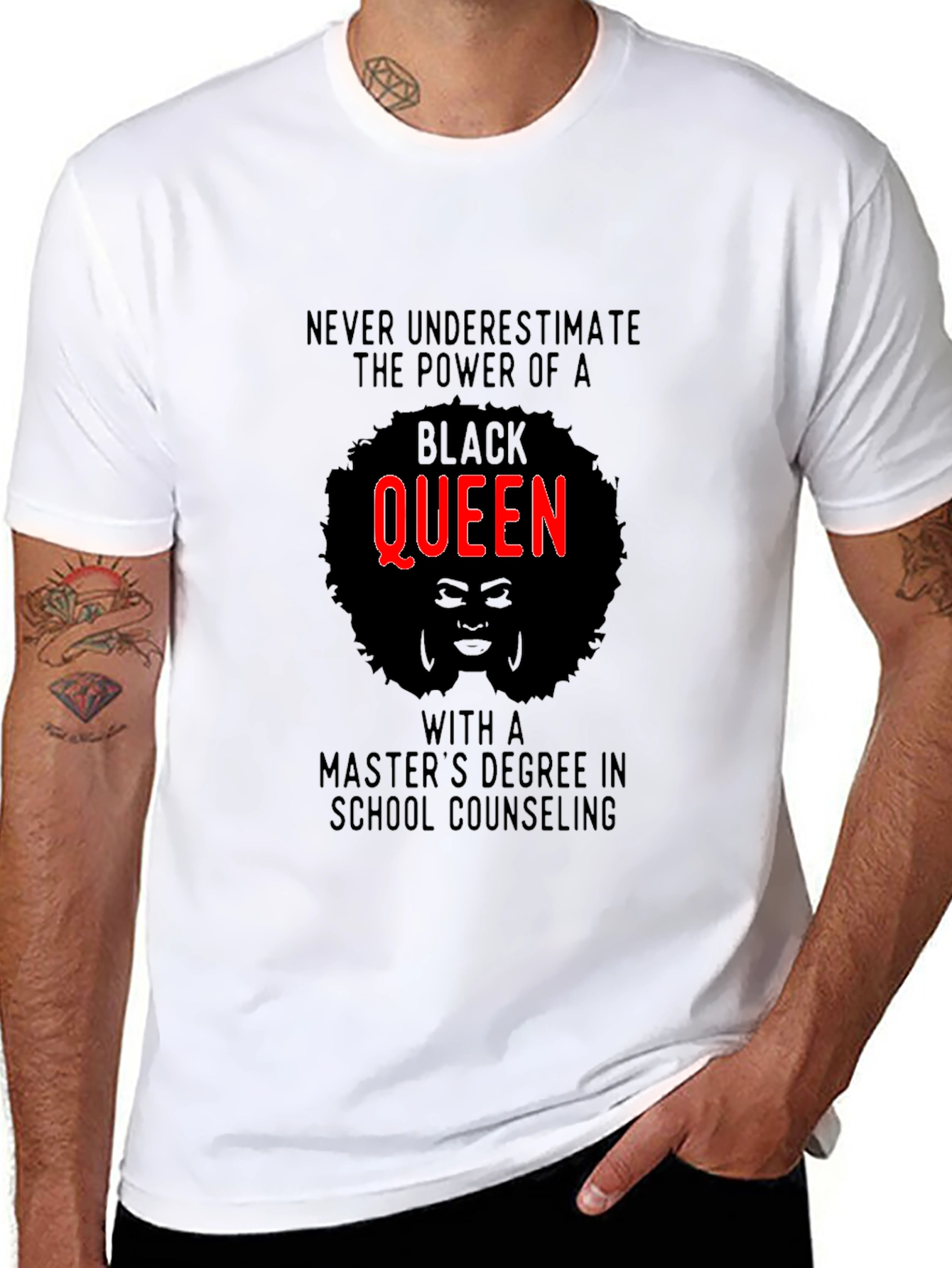 Black Queen Masters Degree School Counseling T-Shirt
