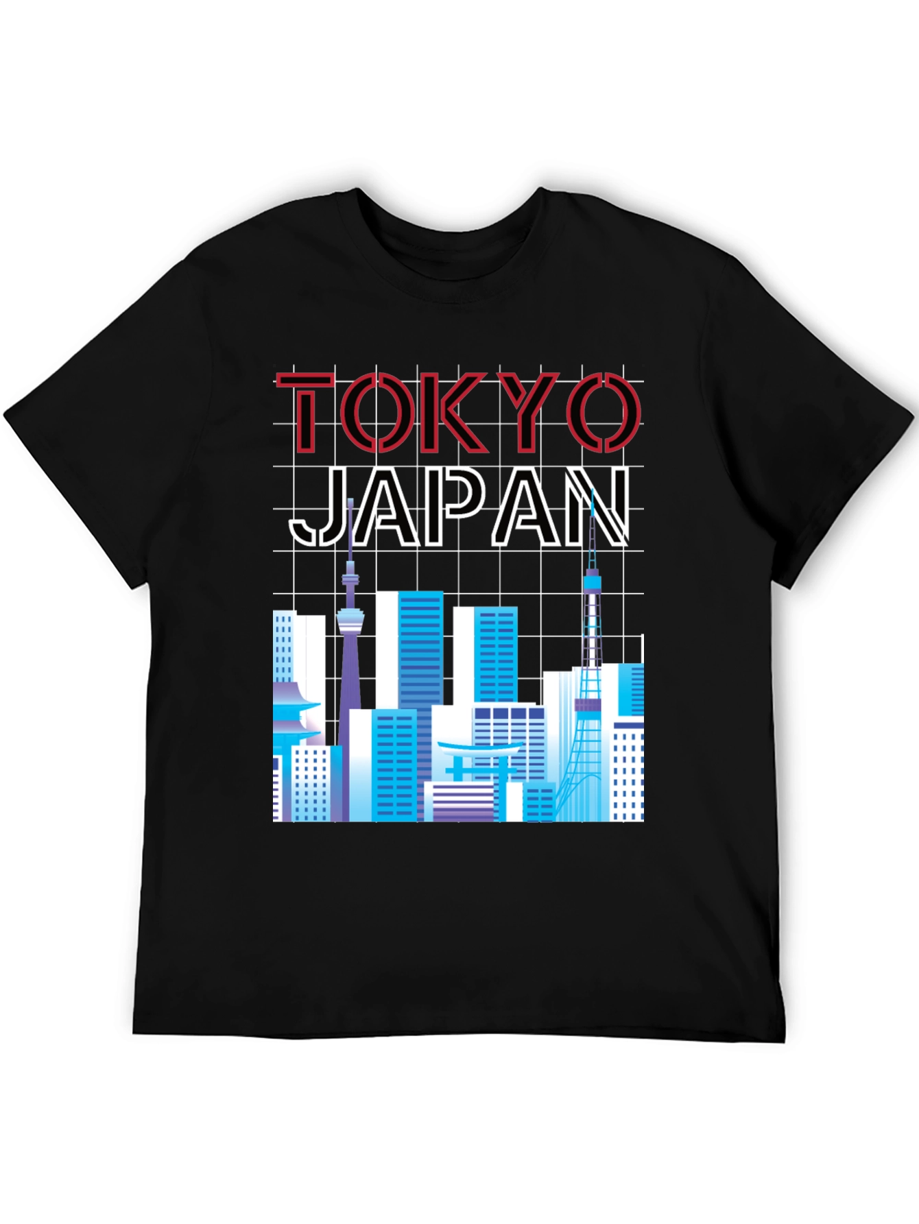 Tokyo Japan Skyline Graphic Tee - Black