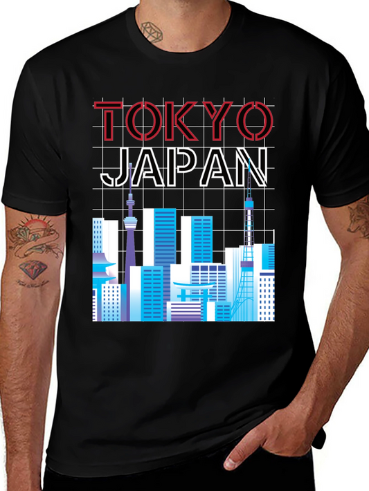 Tokyo Japan Skyline Graphic Tee - Black