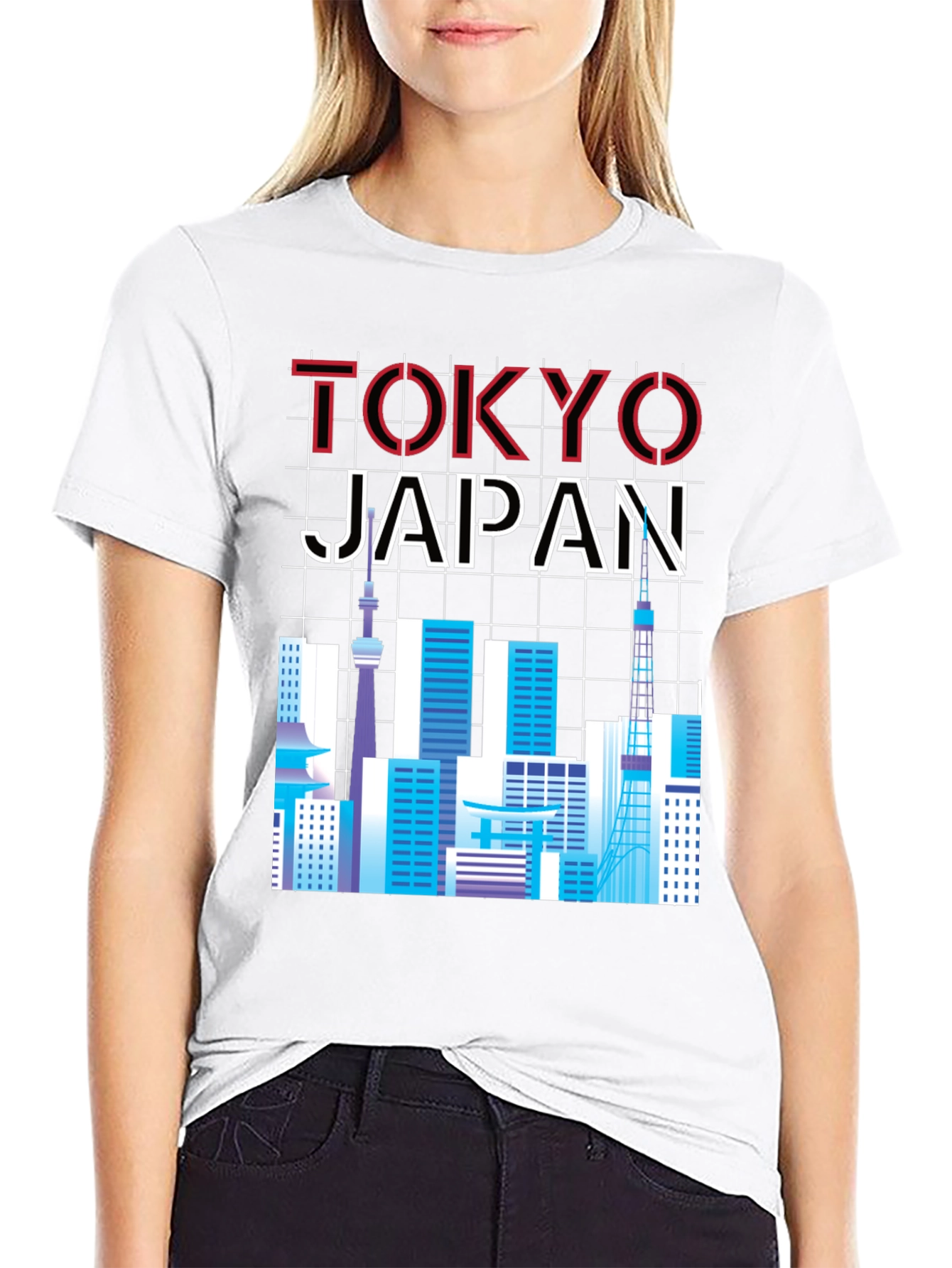 Tokyo Japan Skyline Graphic Tee - Black