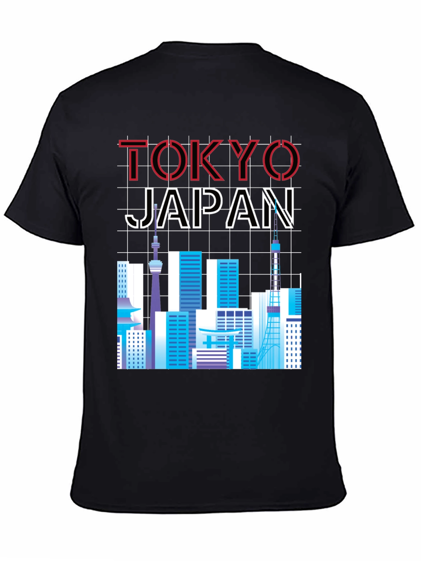 Tokyo Japan Skyline Graphic Tee - Black