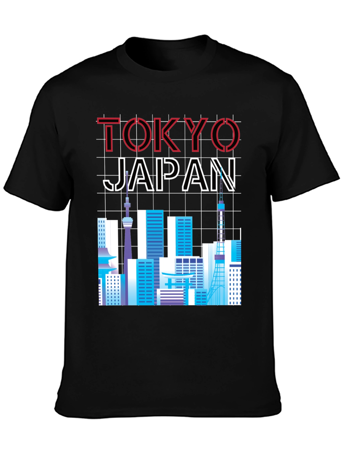 Tokyo Japan Skyline Graphic Tee - Black