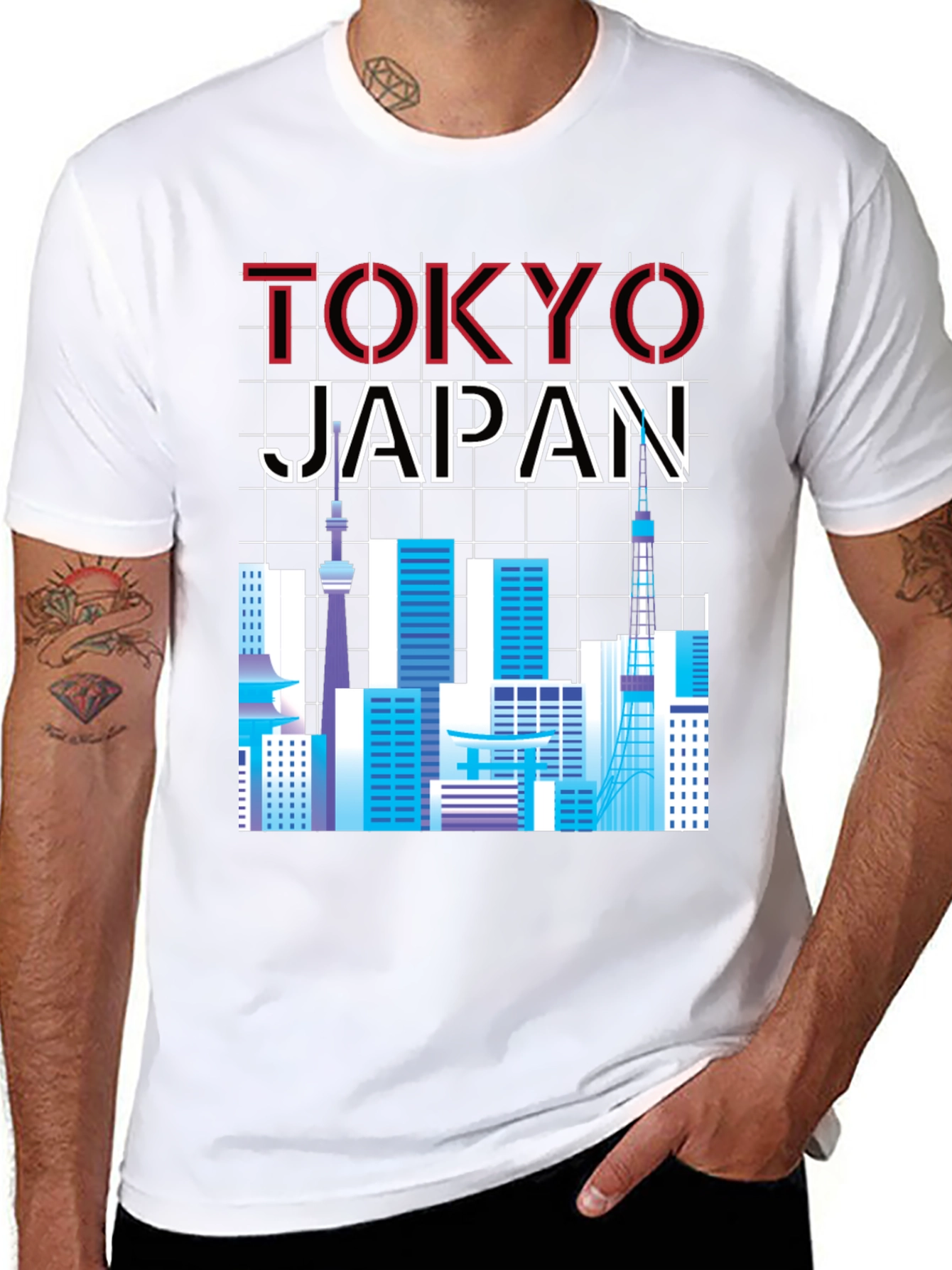 Tokyo Japan Skyline Graphic Tee - Black
