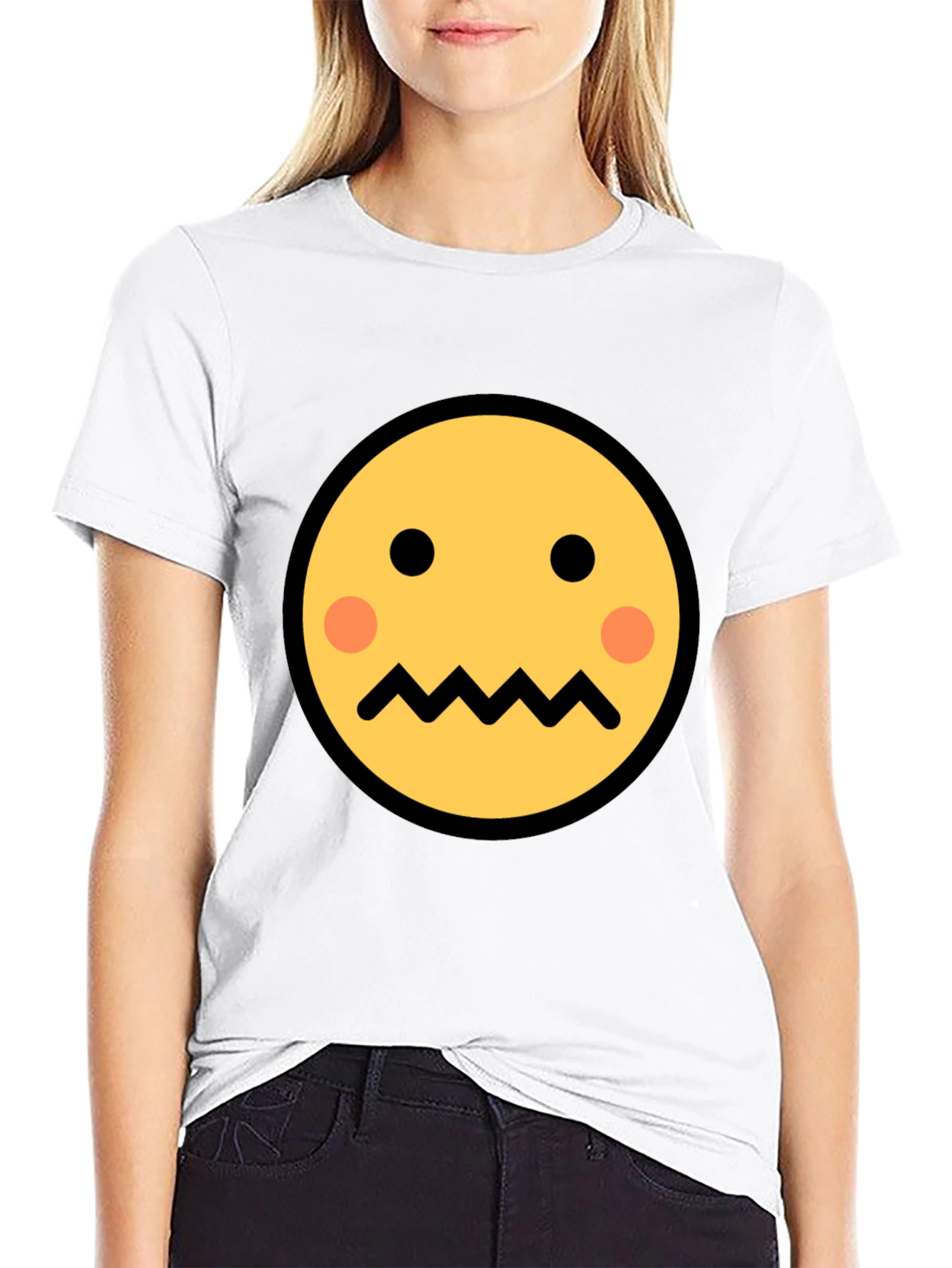 Emoji Face Graphic Tee - Black
