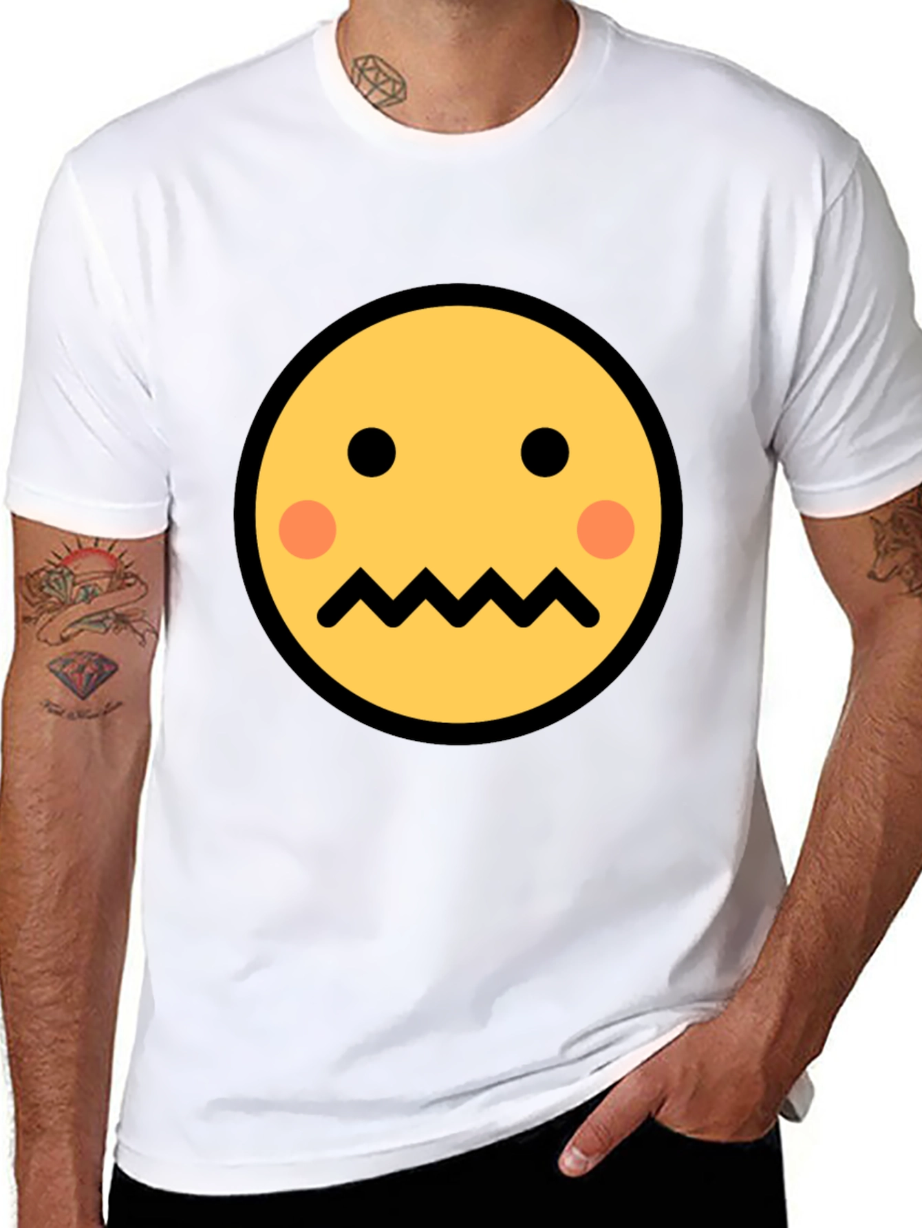 Emoji Face Graphic Tee - Black