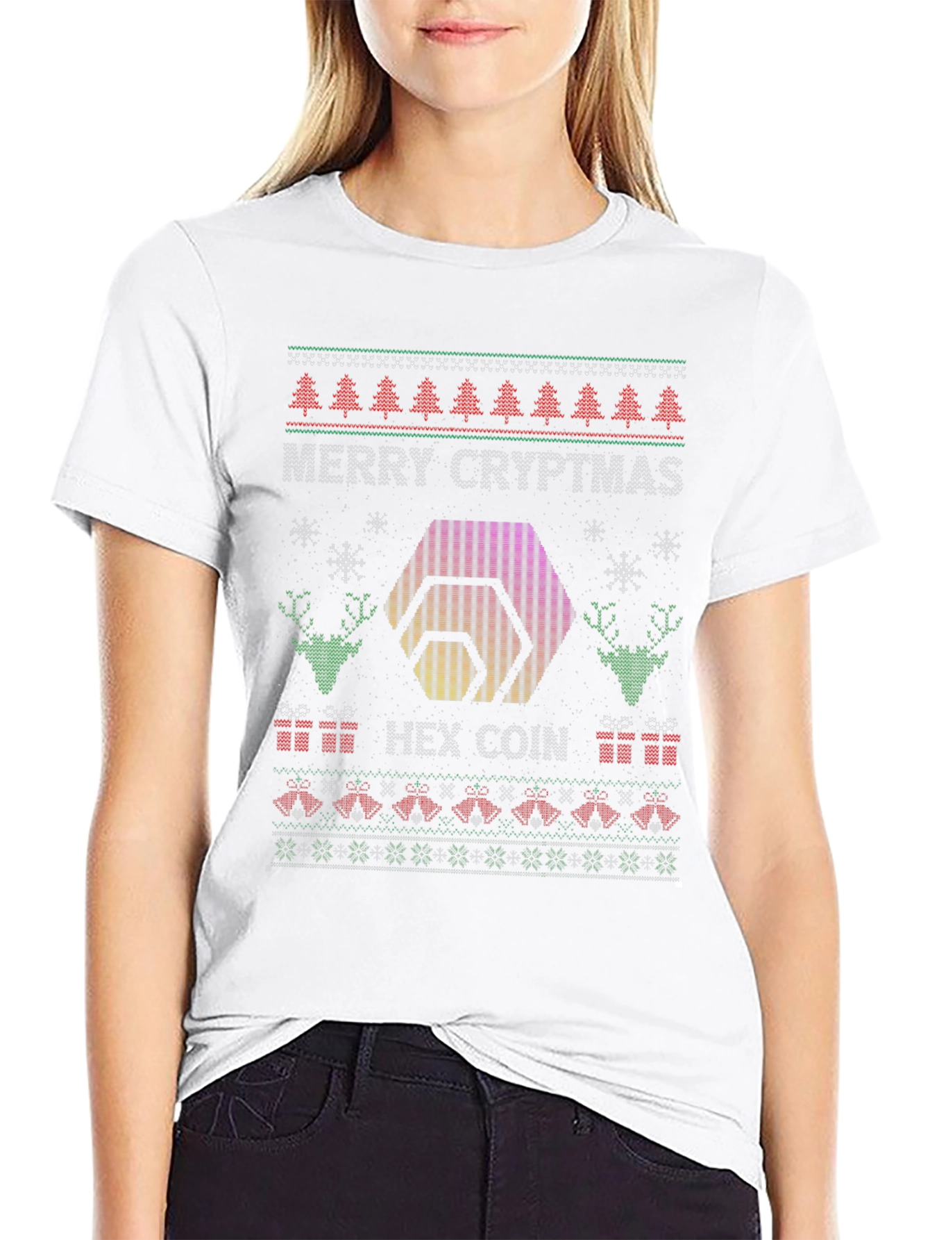Merry Cryptmas HEX Coin Ugly Christmas T-Shirt