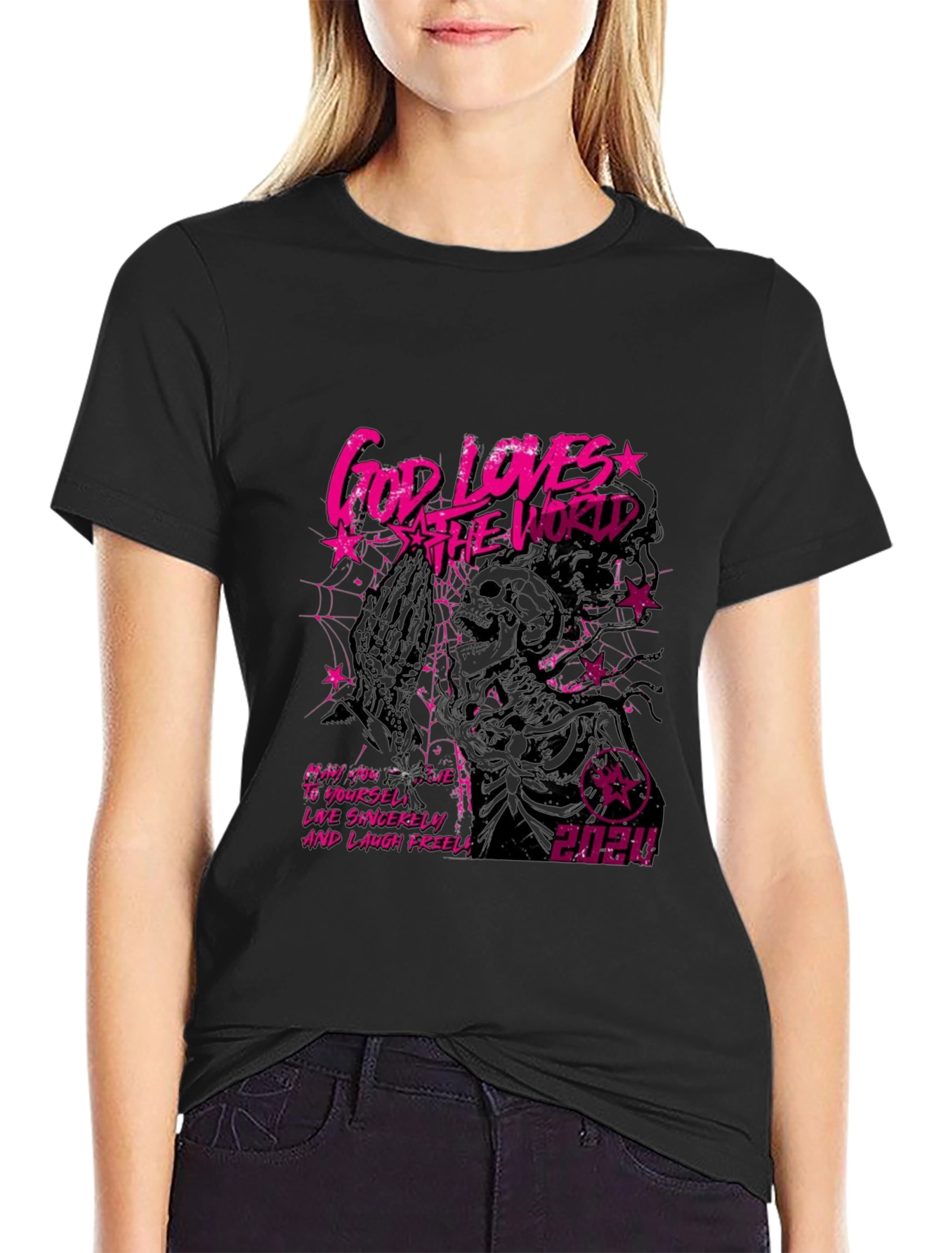 God Loves The World Graphic Tee - Black
