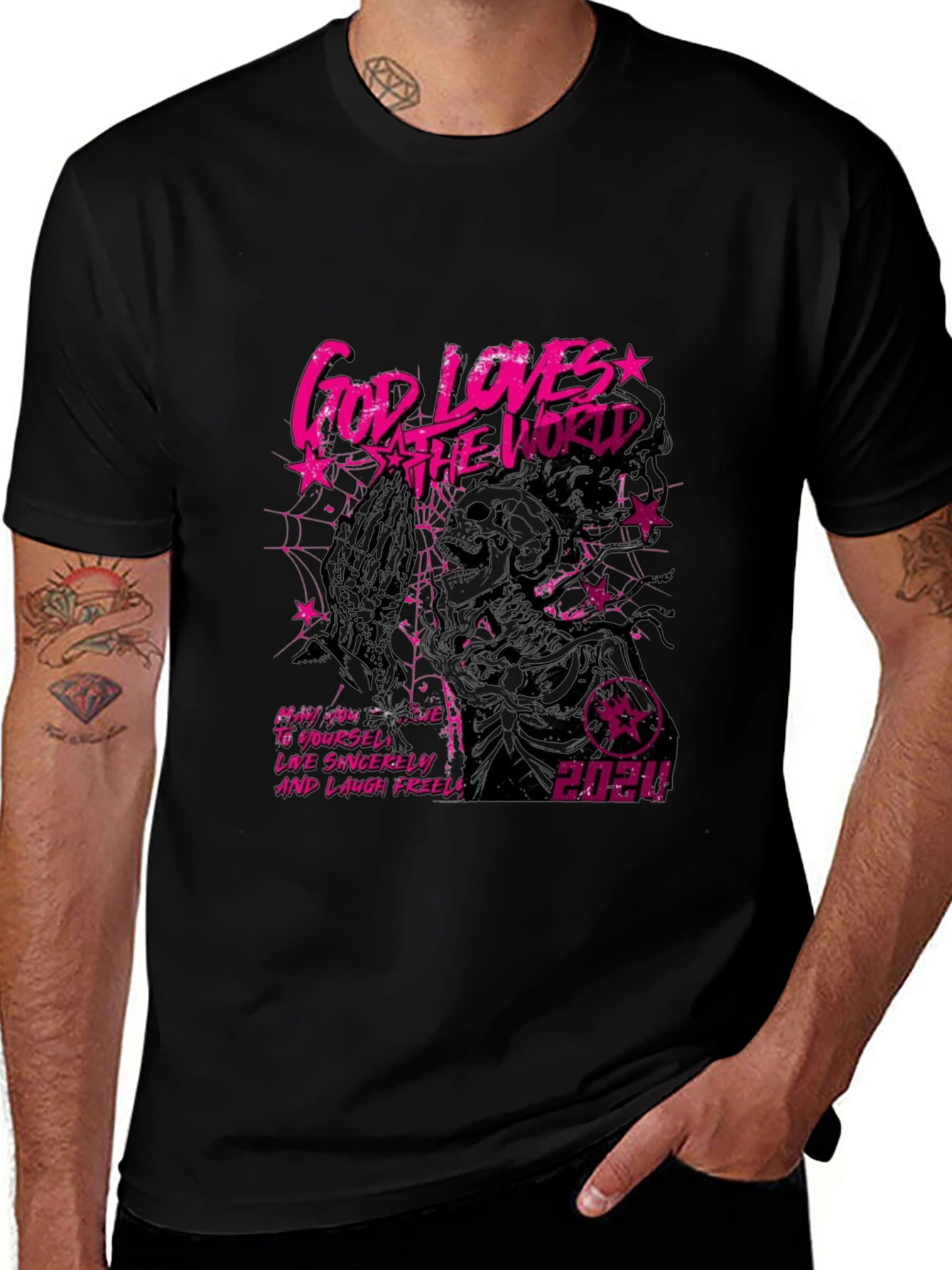 God Loves The World Graphic Tee - Black