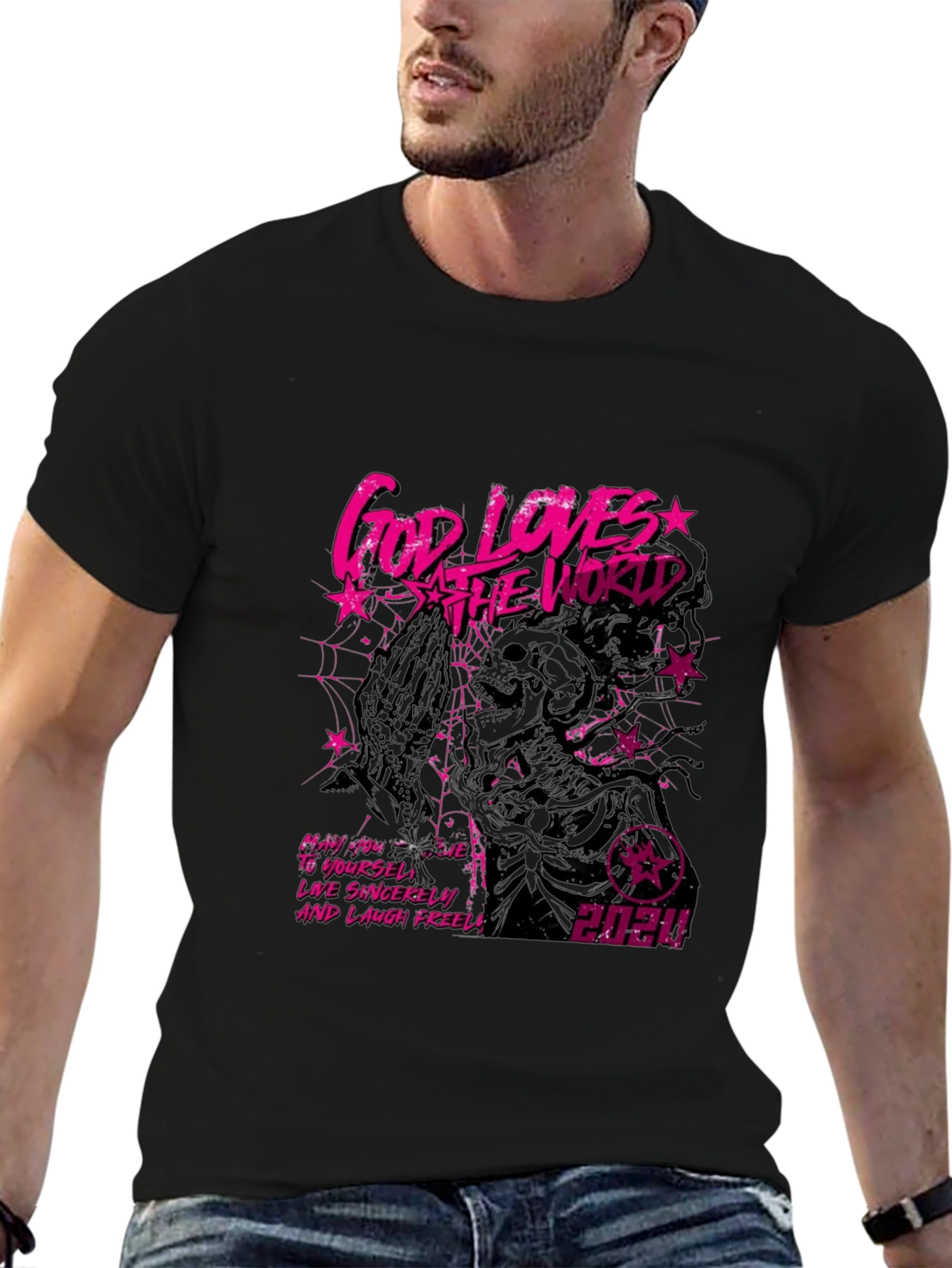 God Loves The World Graphic Tee - Black
