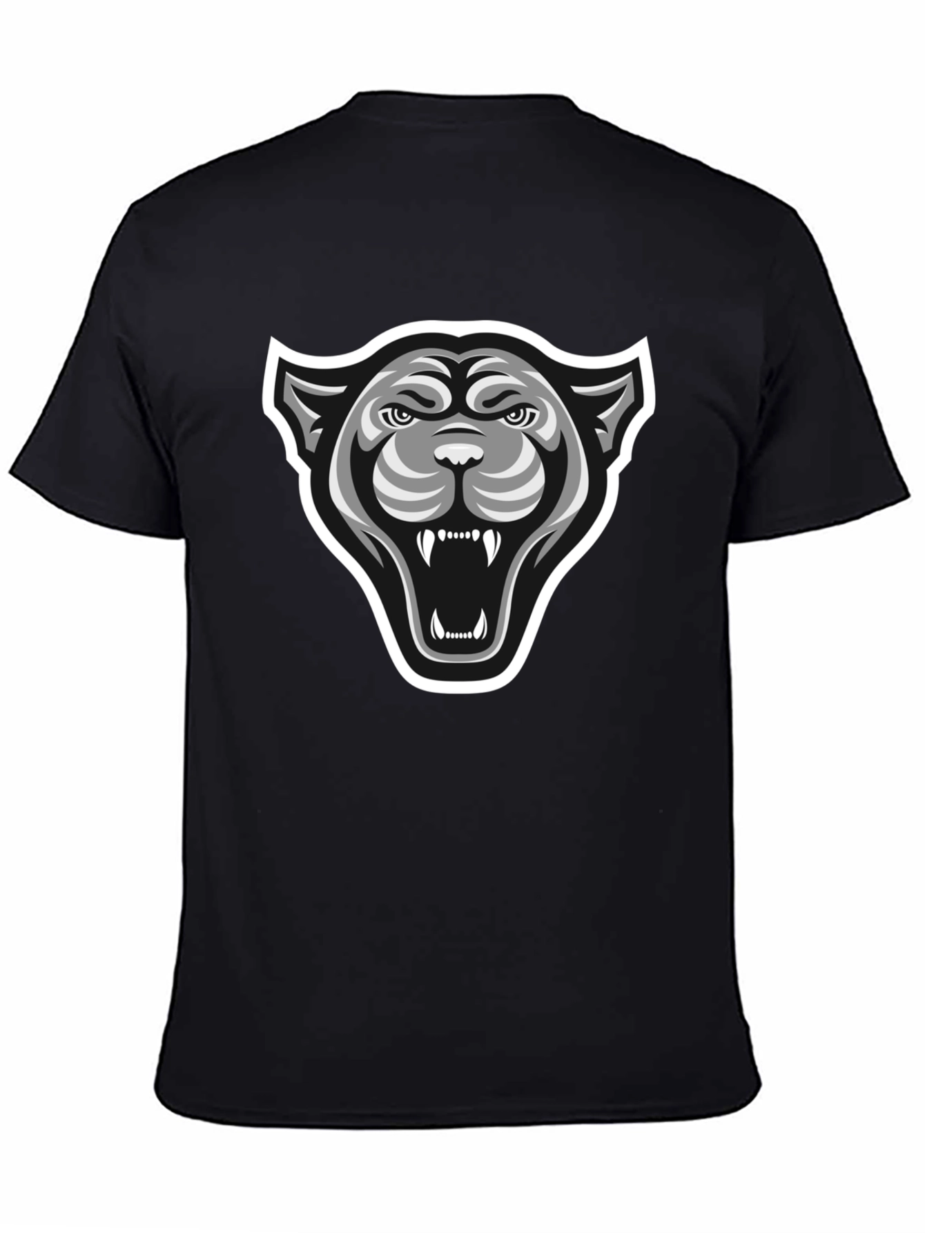 Black T-Shirt with Fierce Panther Graphic