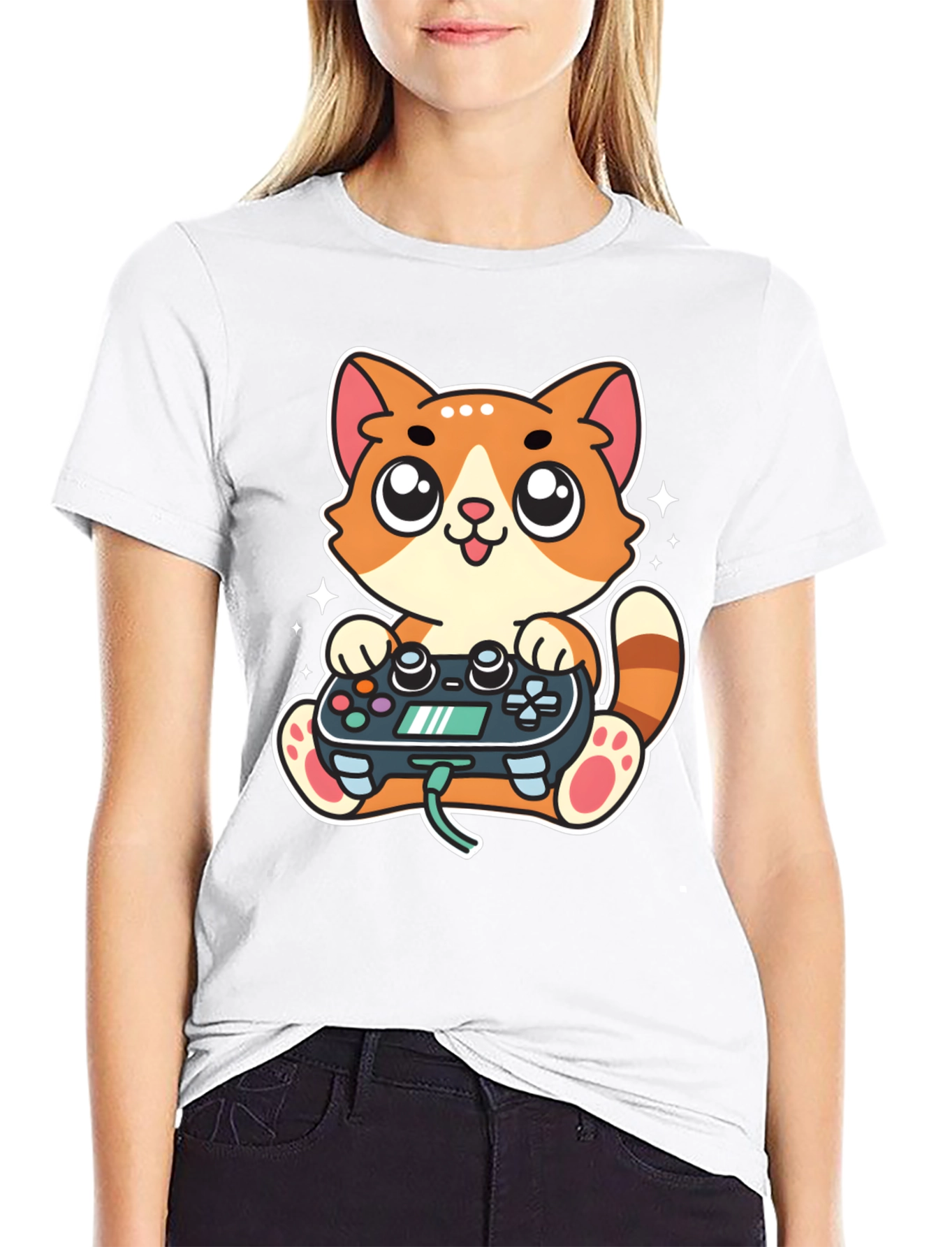 Gamer Cat T-Shirt - Playful Cartoon Design
