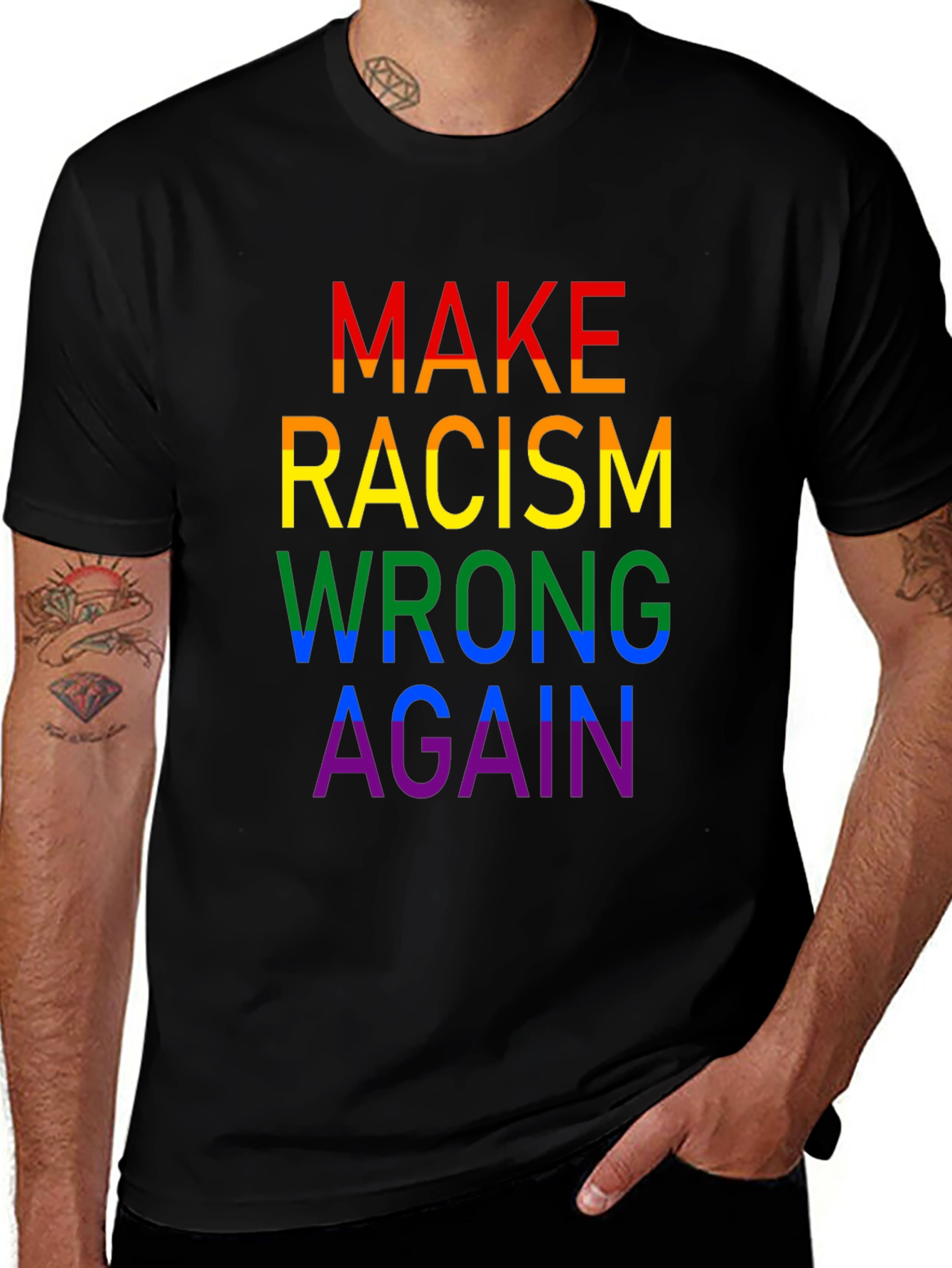 Make Racism Wrong Again Rainbow T-Shirt
