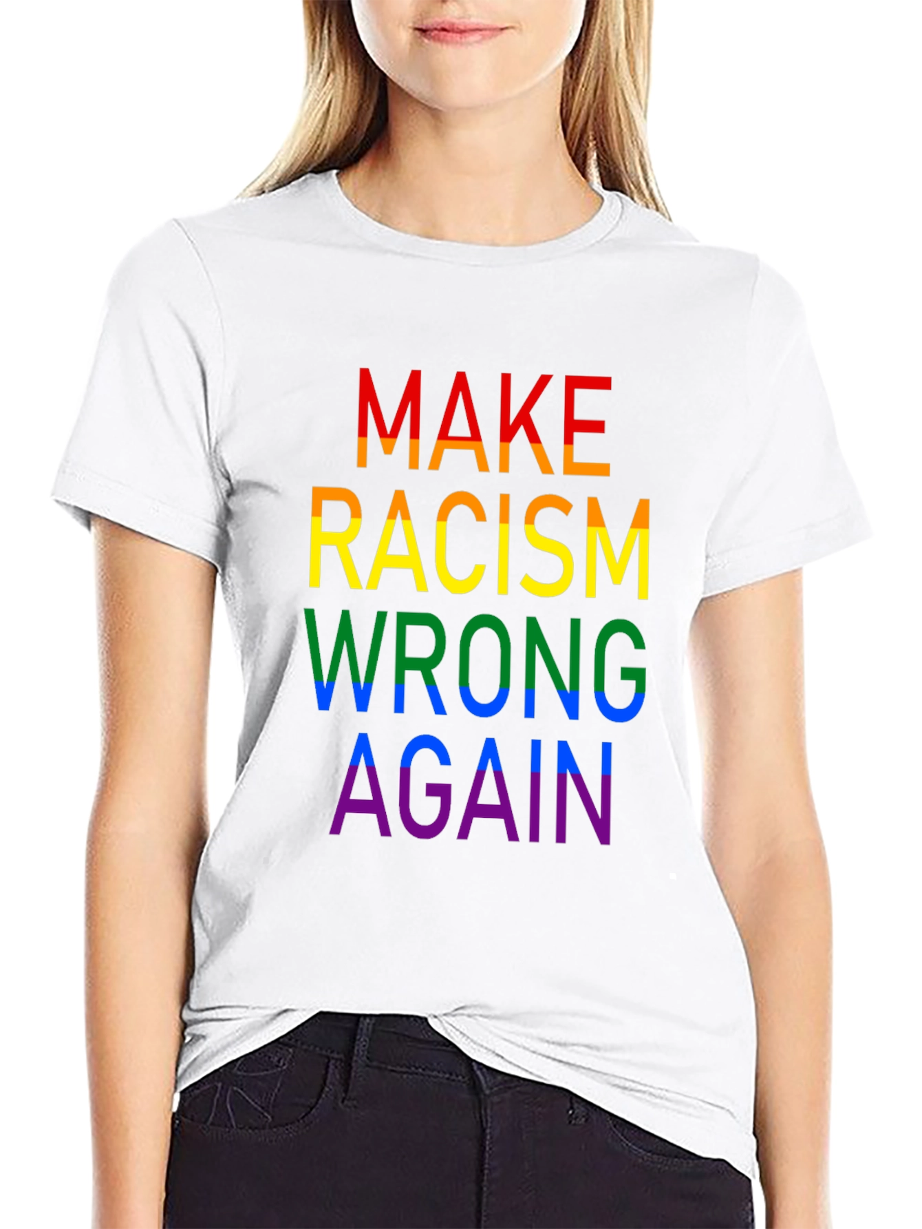 Make Racism Wrong Again Rainbow T-Shirt
