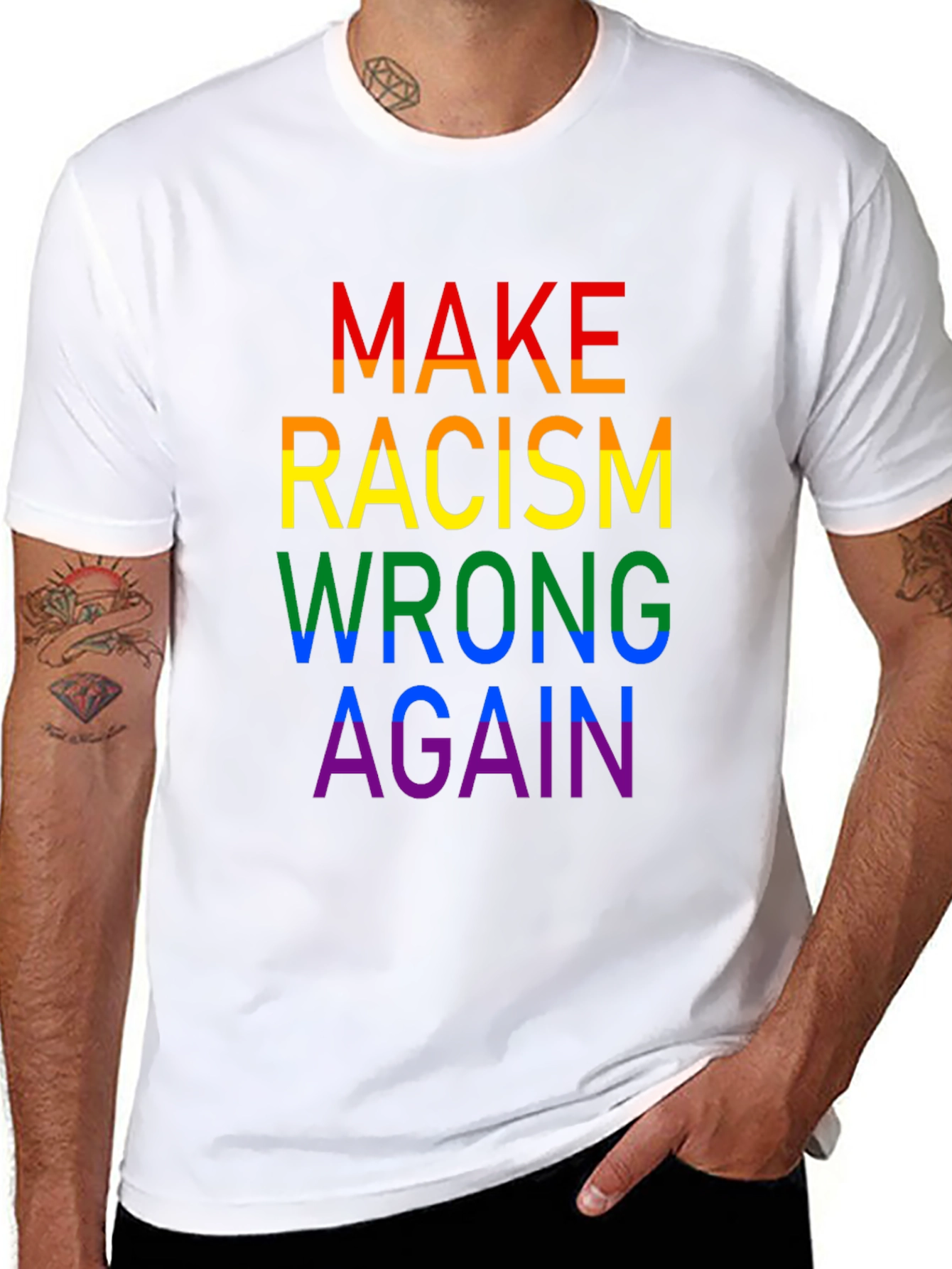 Make Racism Wrong Again Rainbow T-Shirt
