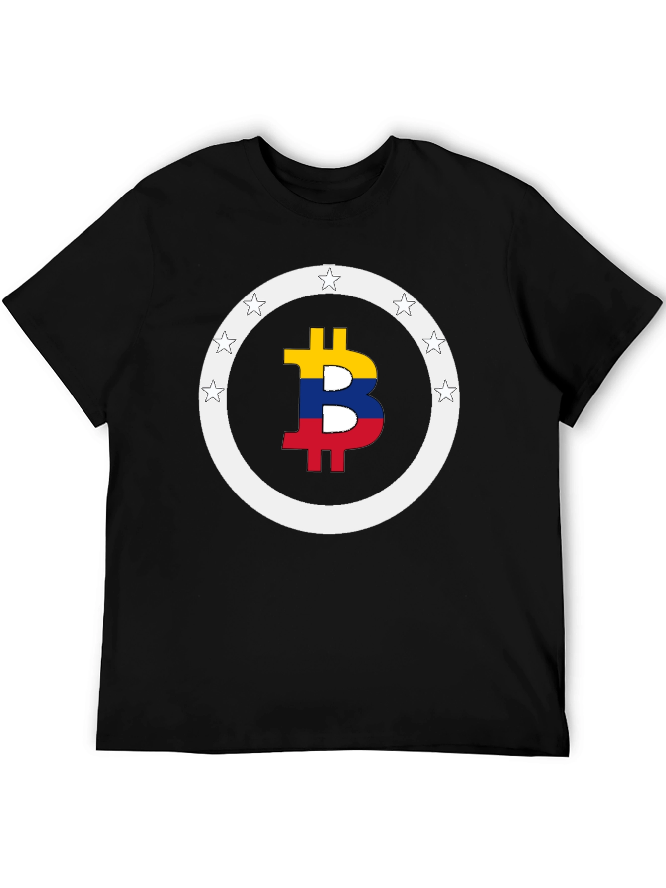 Bitcoin Colombian Flag Star Circle T-Shirt