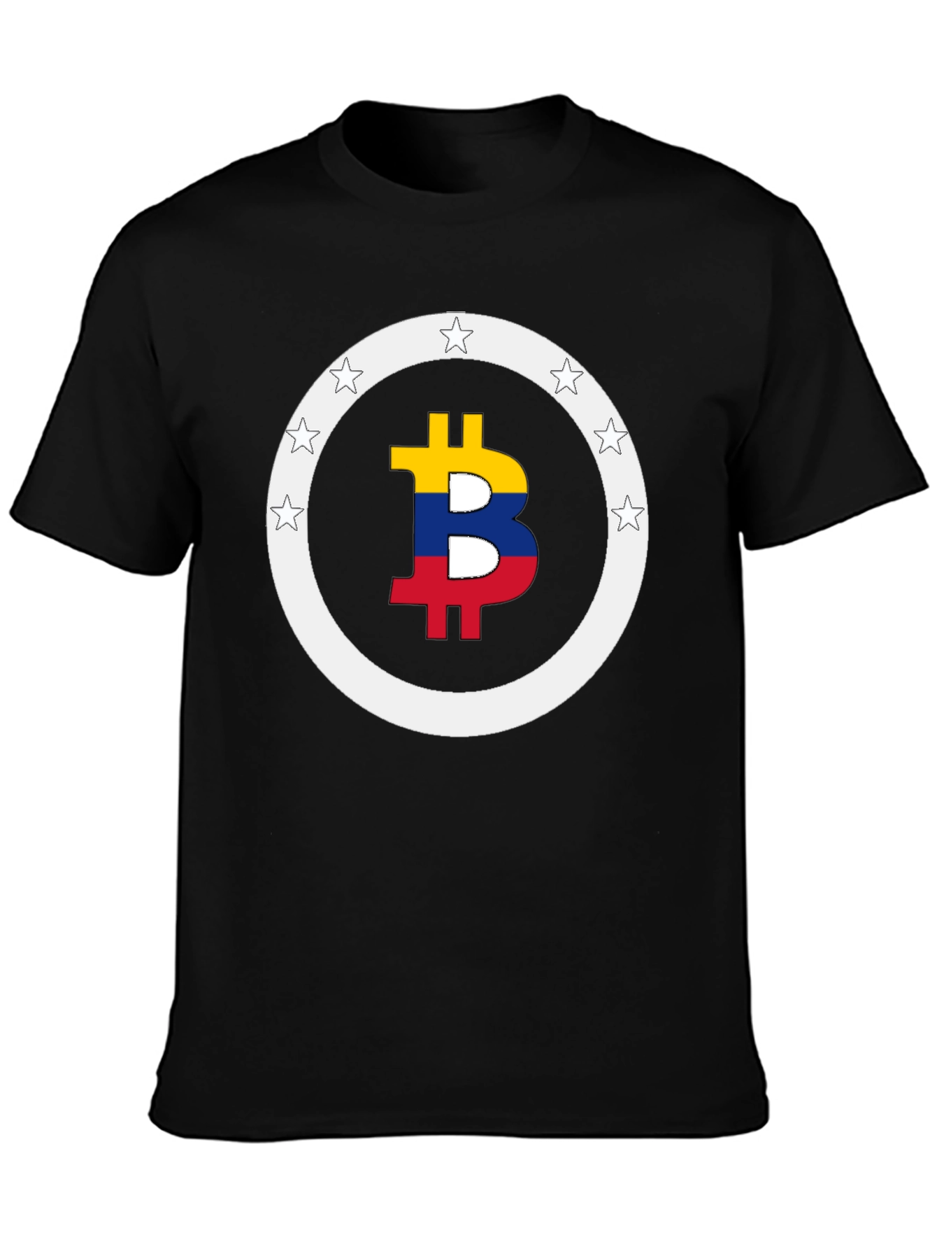 Bitcoin Colombian Flag Star Circle T-Shirt