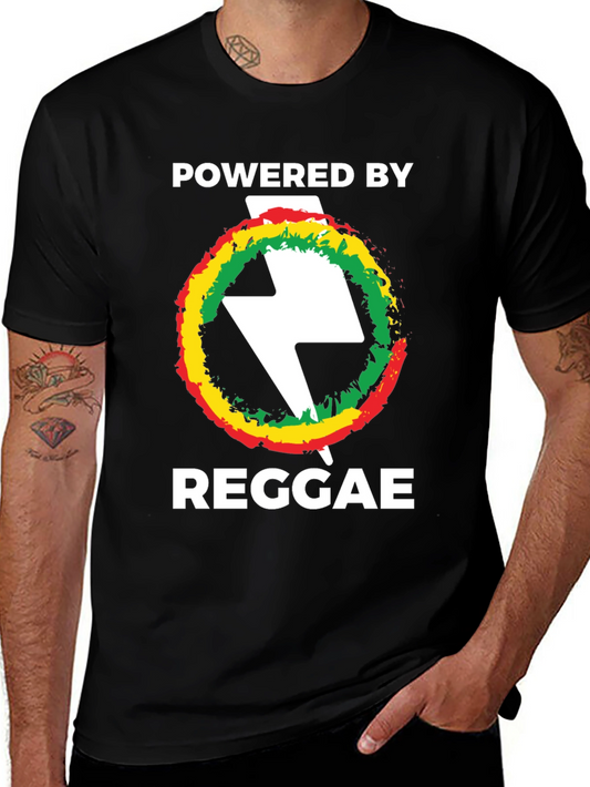 Powered By Reggae T-Shirt Black Cotton