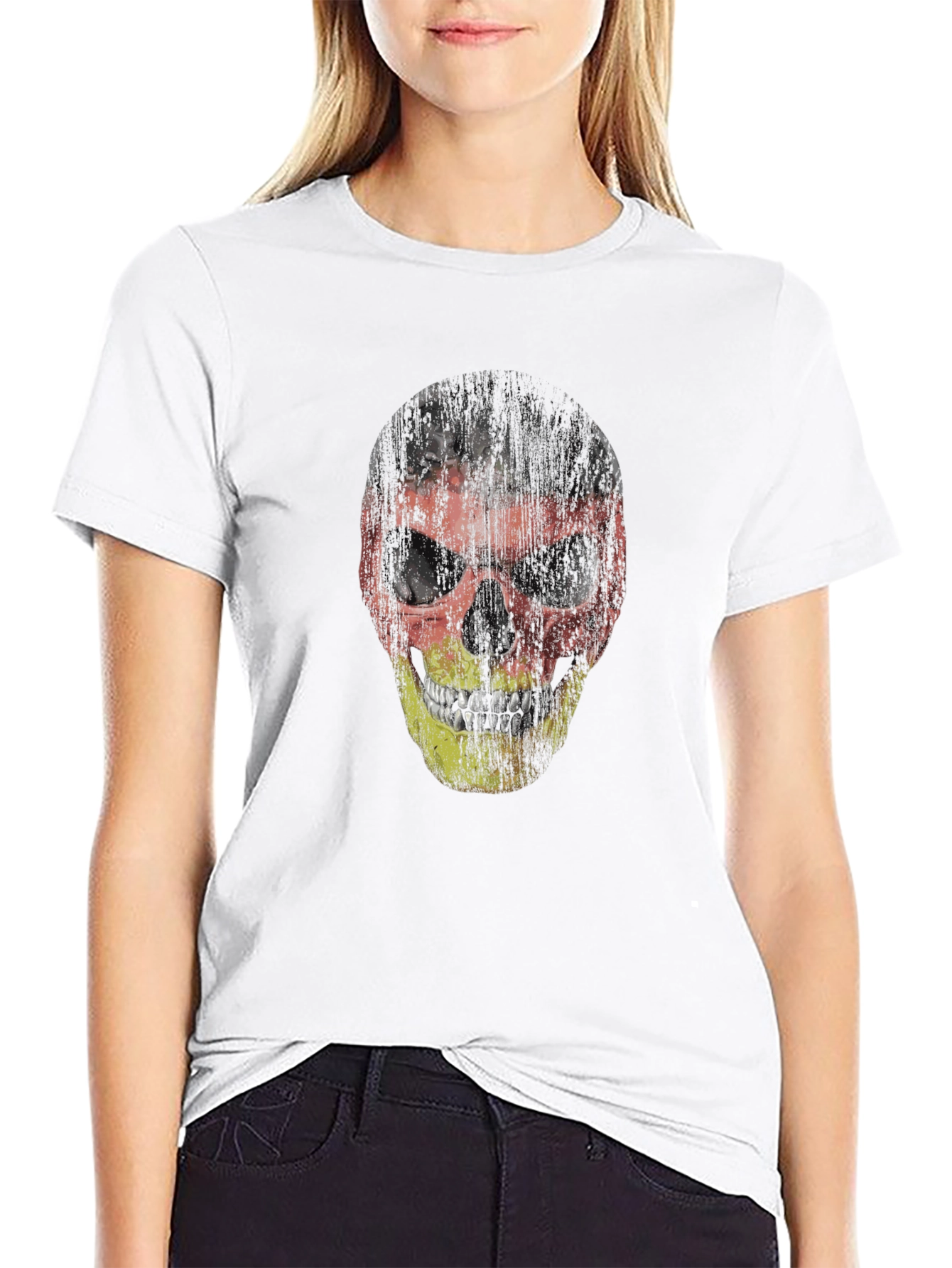 German Flag Skull Graphic T-Shirt