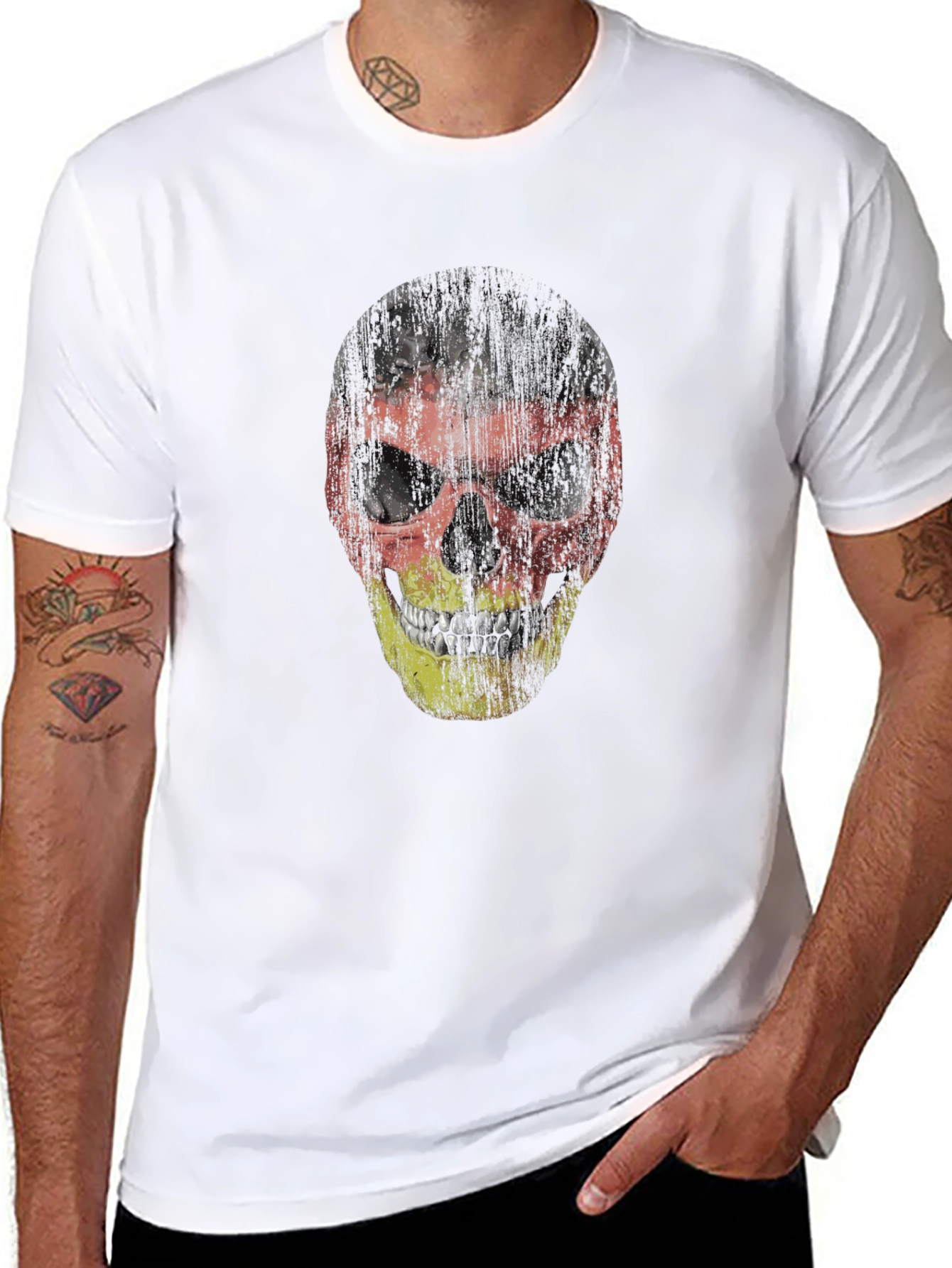 German Flag Skull Graphic T-Shirt