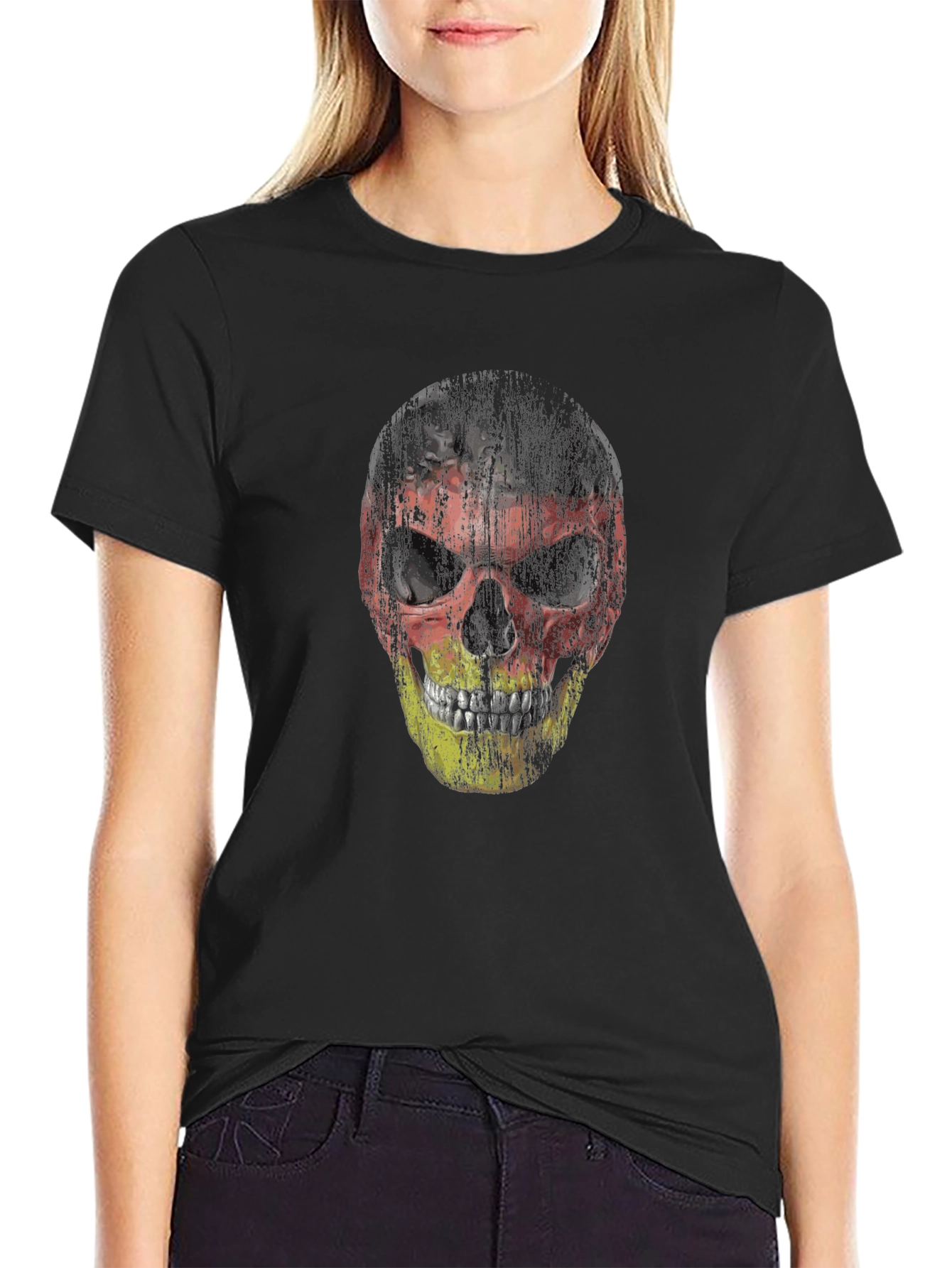 German Flag Skull Graphic T-Shirt