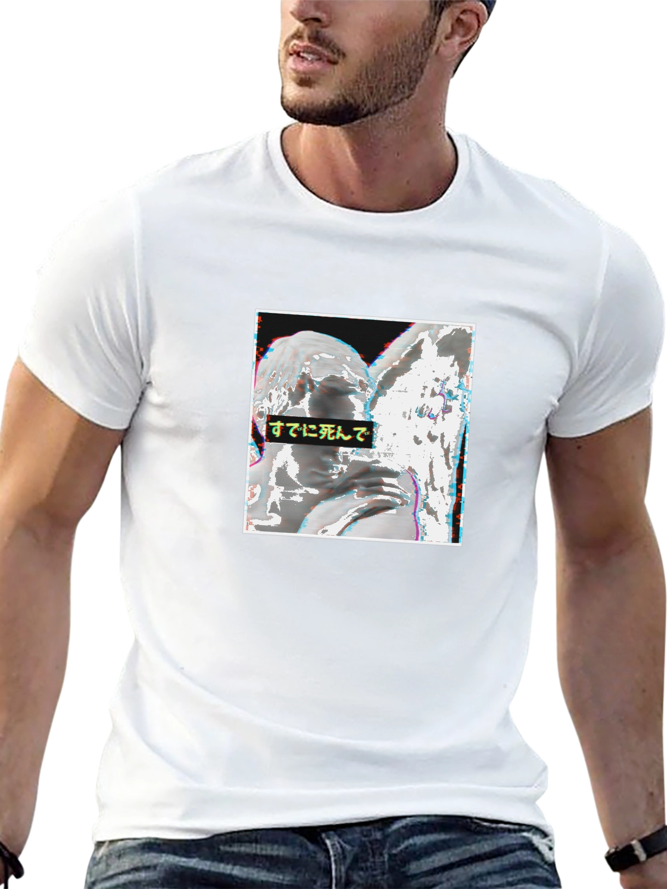 Black T-Shirt with Angel Graphic