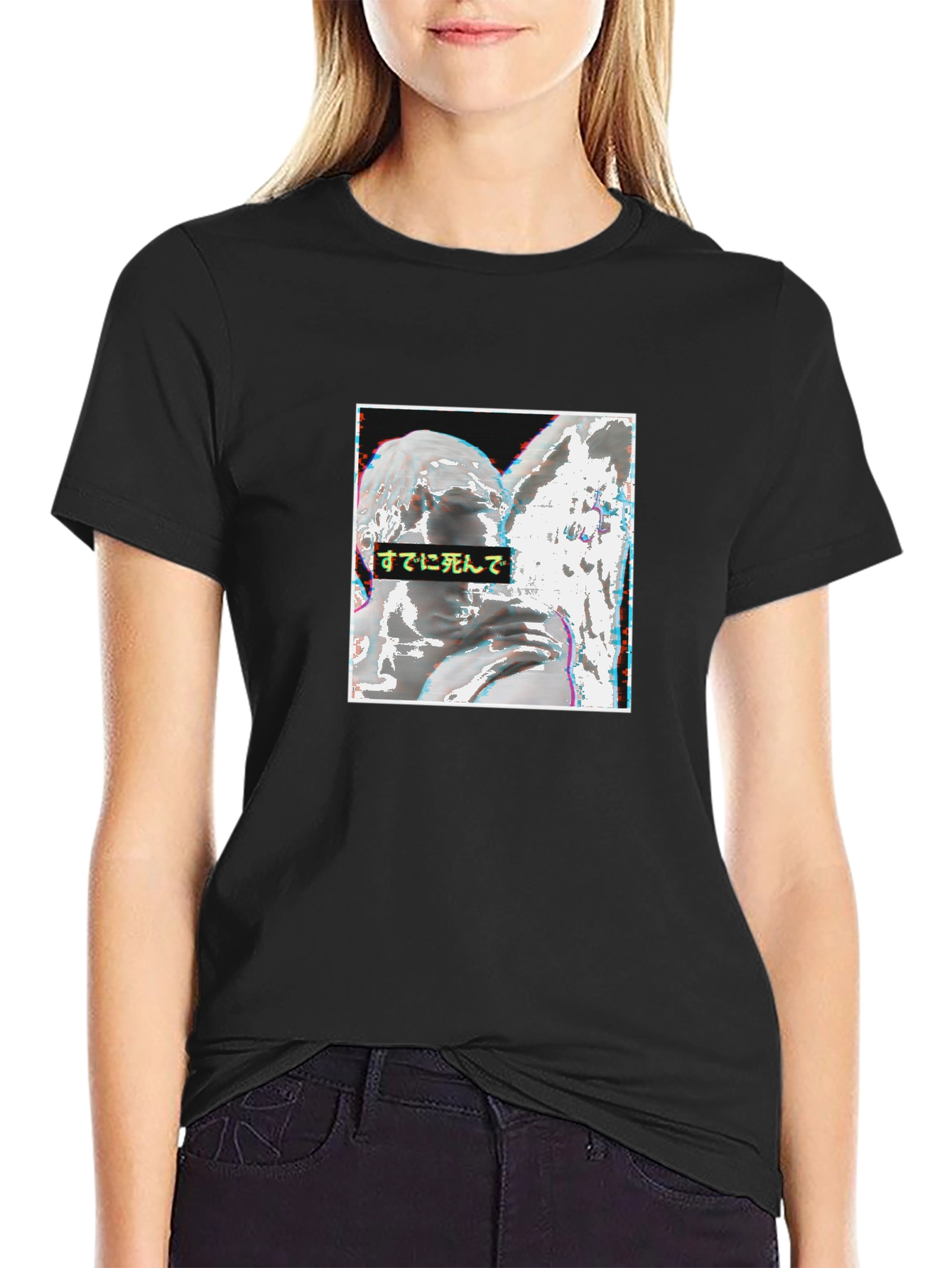 Black T-Shirt with Angel Graphic