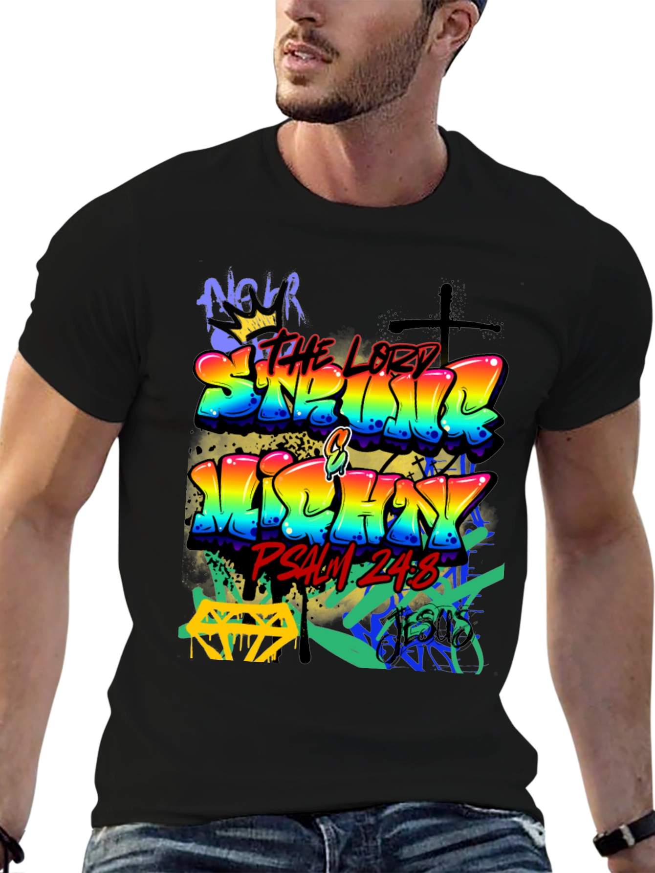 Graffiti Art T-Shirt: Seek the Lord Psalm 24:8