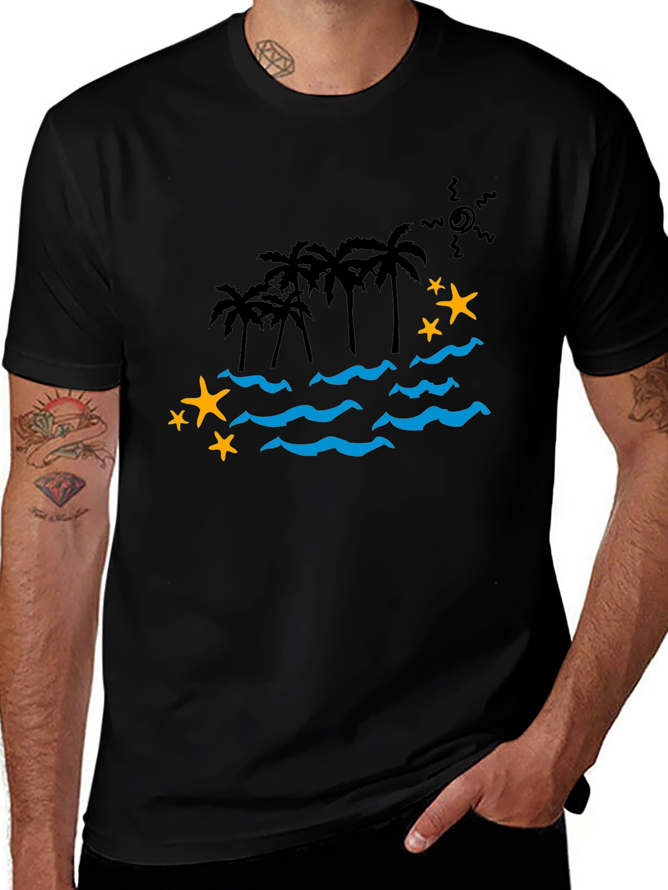Tropical Paradise Graphic Tee - Black