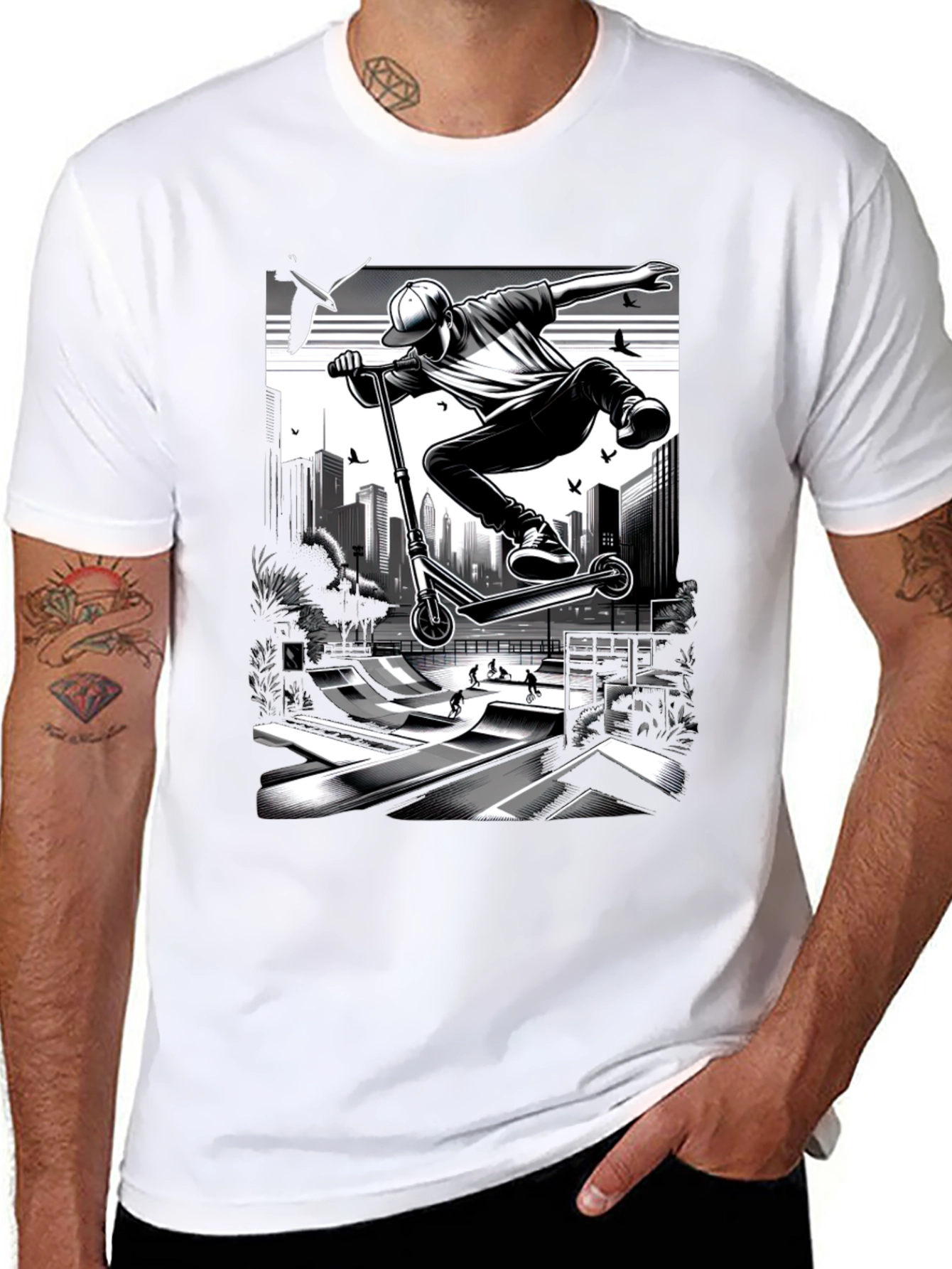 Urban Stunt Scooter Graphic Tee - Black